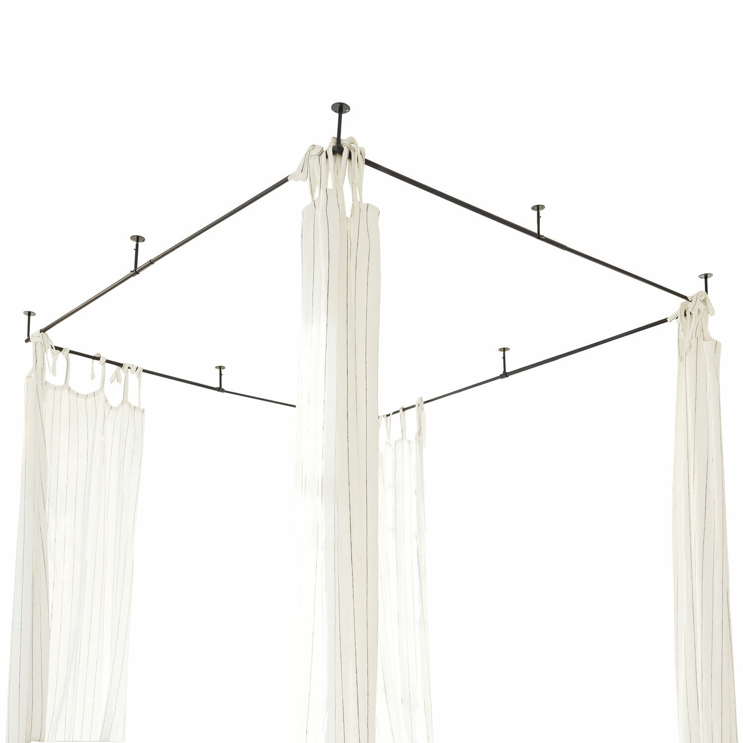 Dosel de cama Giroux Estructura metálica negra con cortinas blancas finas para cama con dosel, decoración elegante de dormitorio