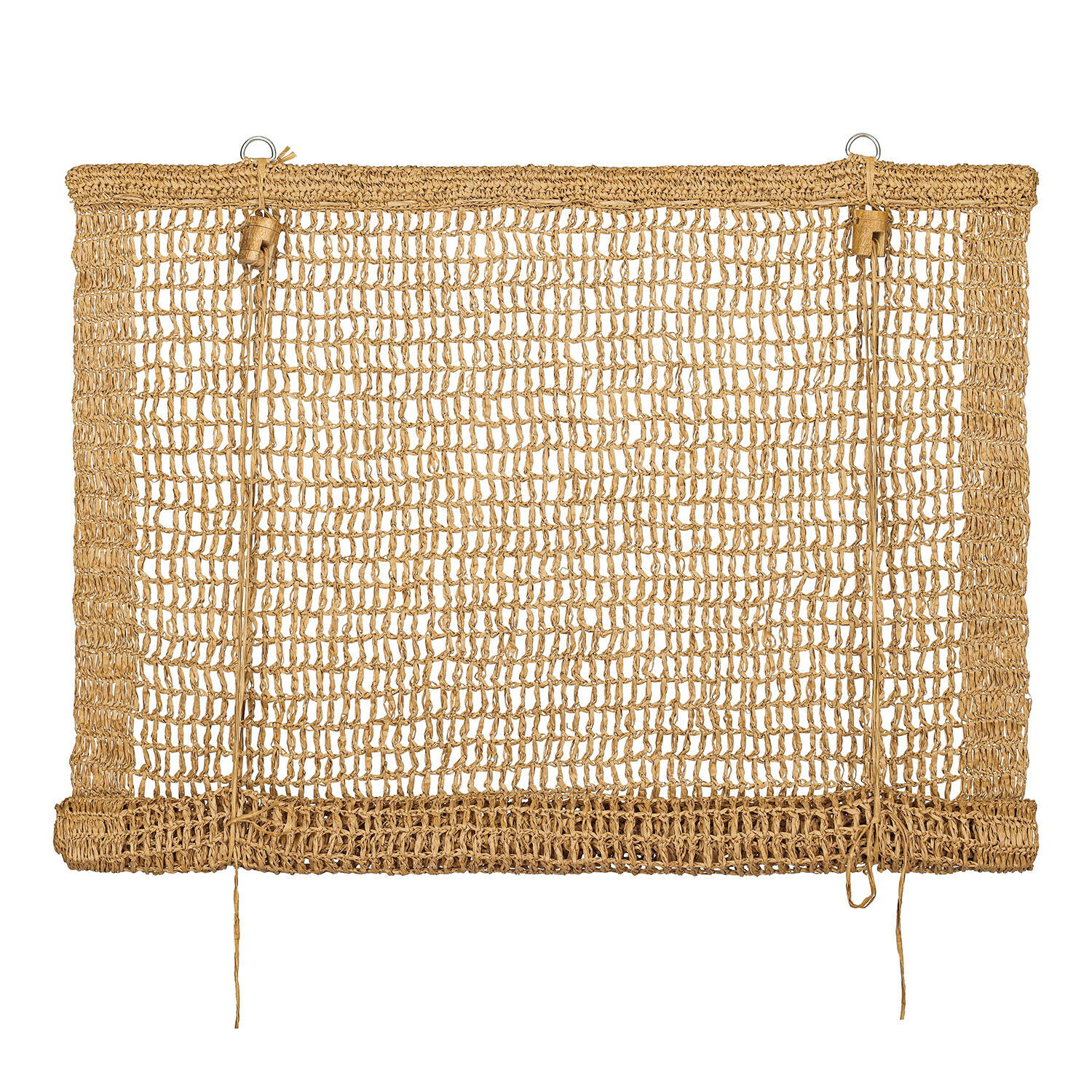 Estor enrollable Ivellas Alfombra beige natural de material trenzado con patrón abierto, decoración para interiores y suelos