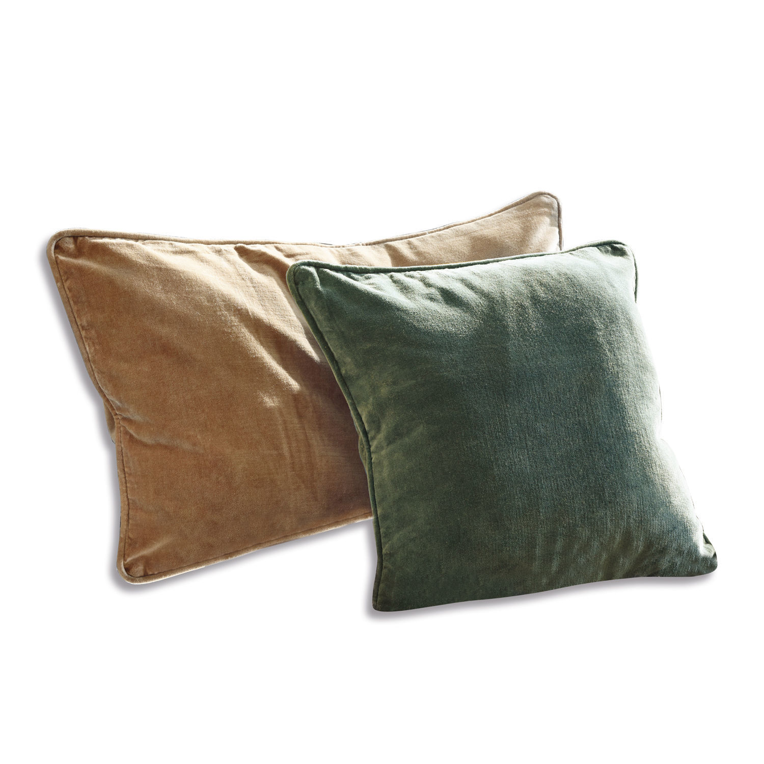 Set de 2 cojines Amiens de material suave en amarillo y verde para decoración acogedora