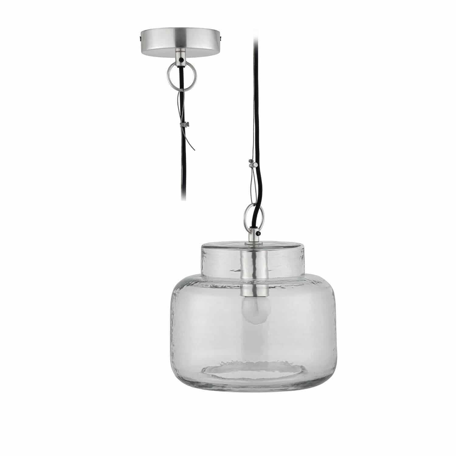 Lámpara colgante Vernadoux Lámpara colgante de vidrio transparente con soporte metálico, iluminación moderna para techo