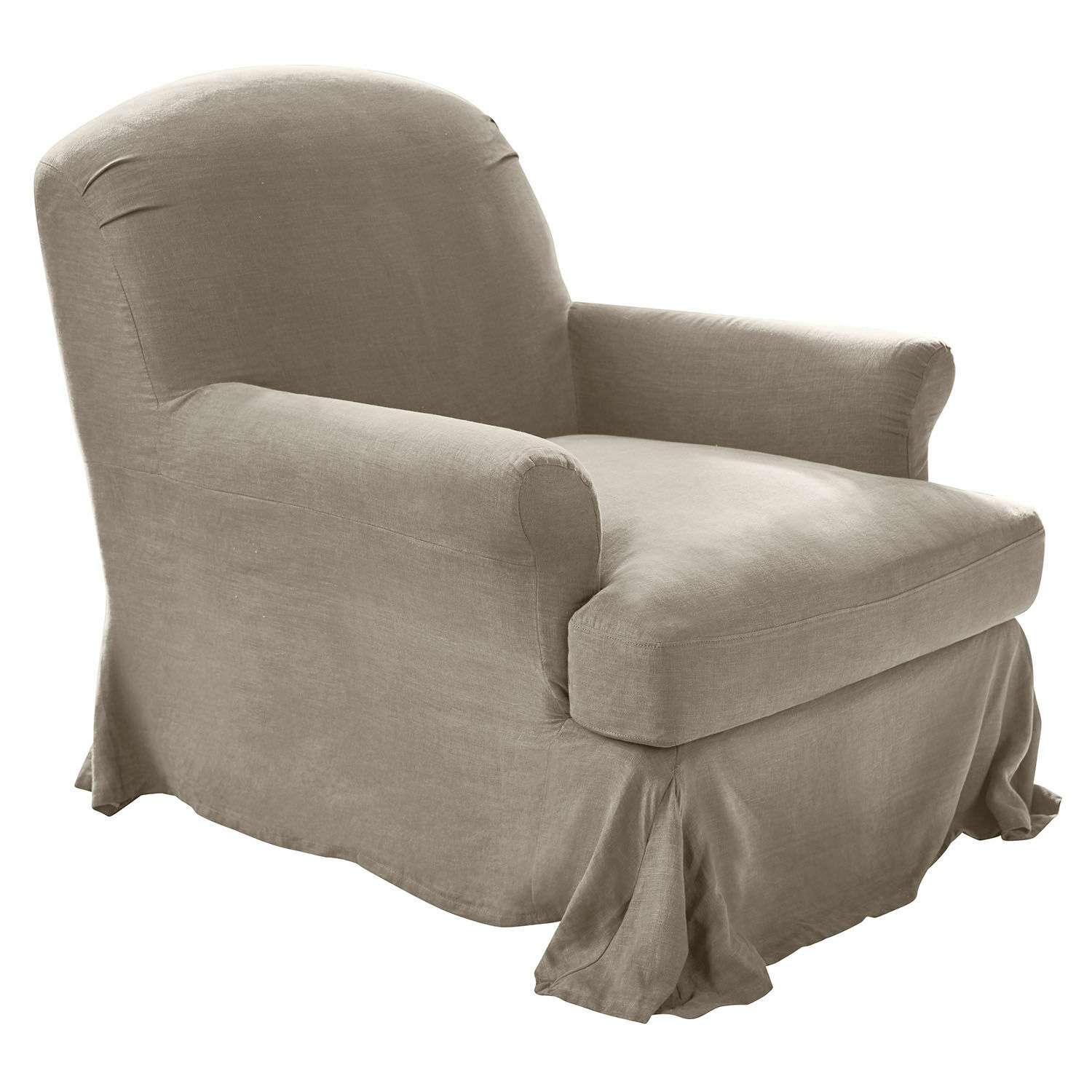 Sillón Vionnique gris de tela de lino, cómodo para sala de estar y descanso