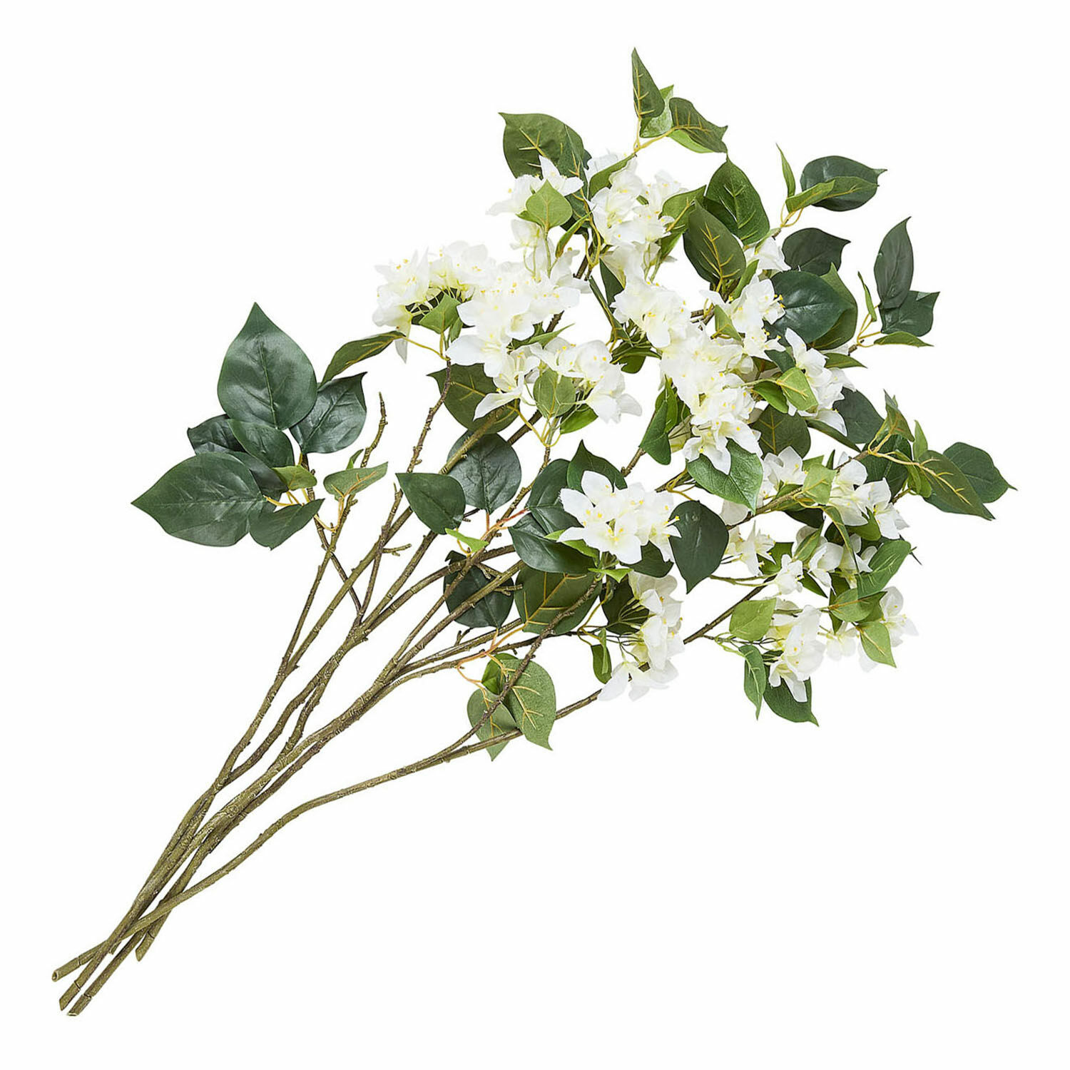 Set de 6 flores decorativas Nireval Ramo de flores blancas artificiales con hojas verdes para decoración de interiores
