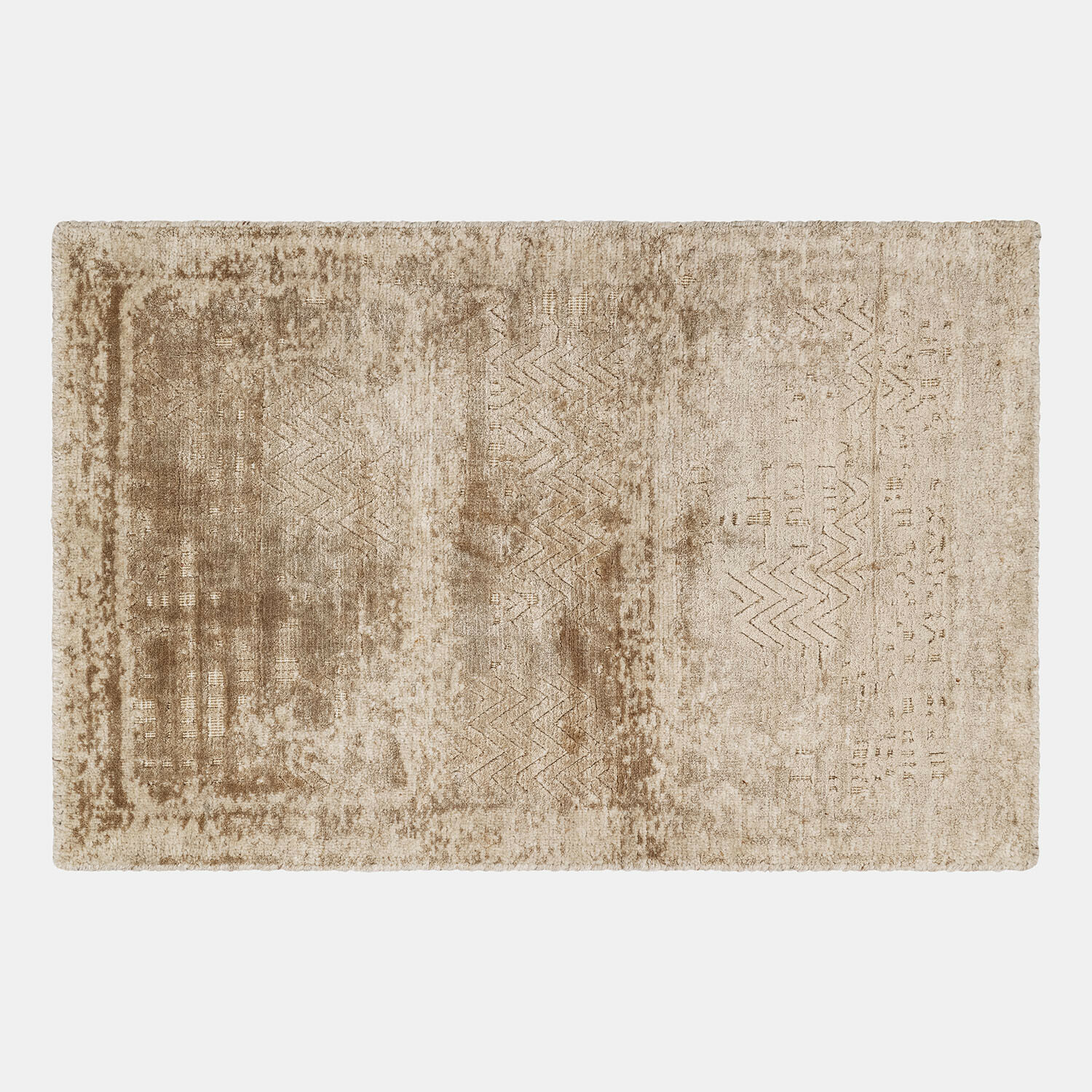 Alfombra Ashmere Alfombra beige de material suave con diseño geométrico sutil, ideal para salón moderno