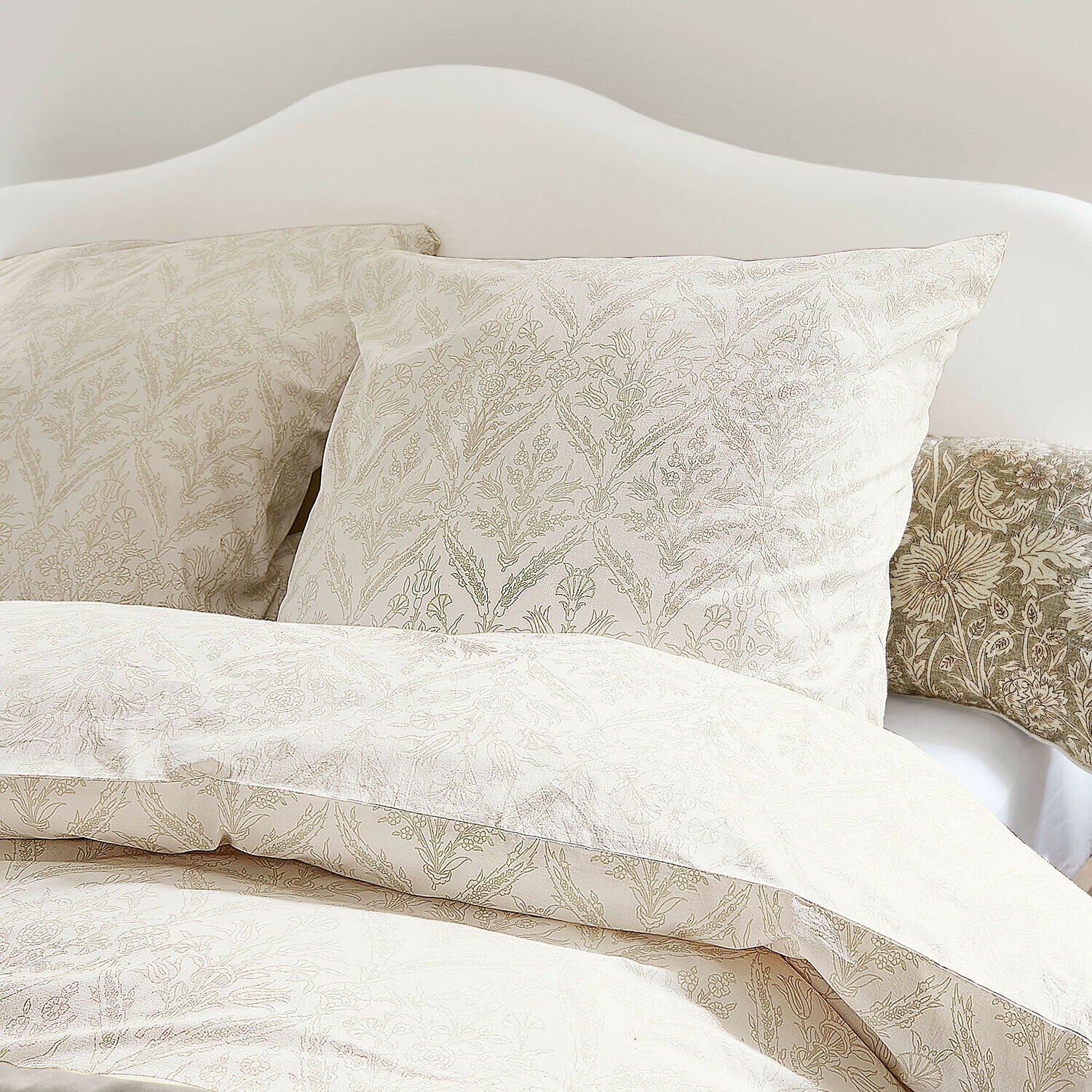 Ropa de cama Jardin Royale Ropa de cama de algodón color crema con delicado estampado floral, suave y elegante para dormitorio