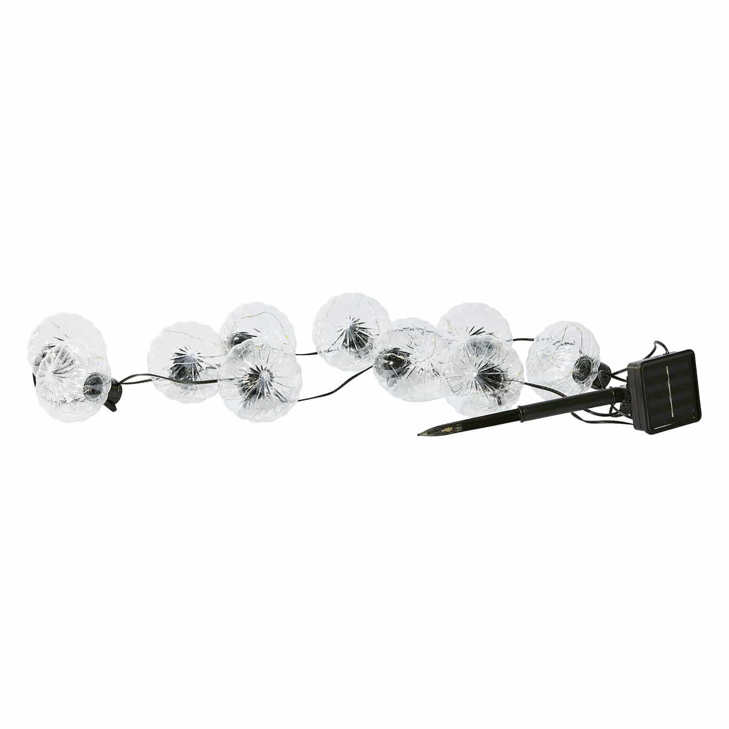 Cadena de luces solares Lunda Sul Guirnalda solar con 10 faroles transparentes, cable negro y panel solar para jardín