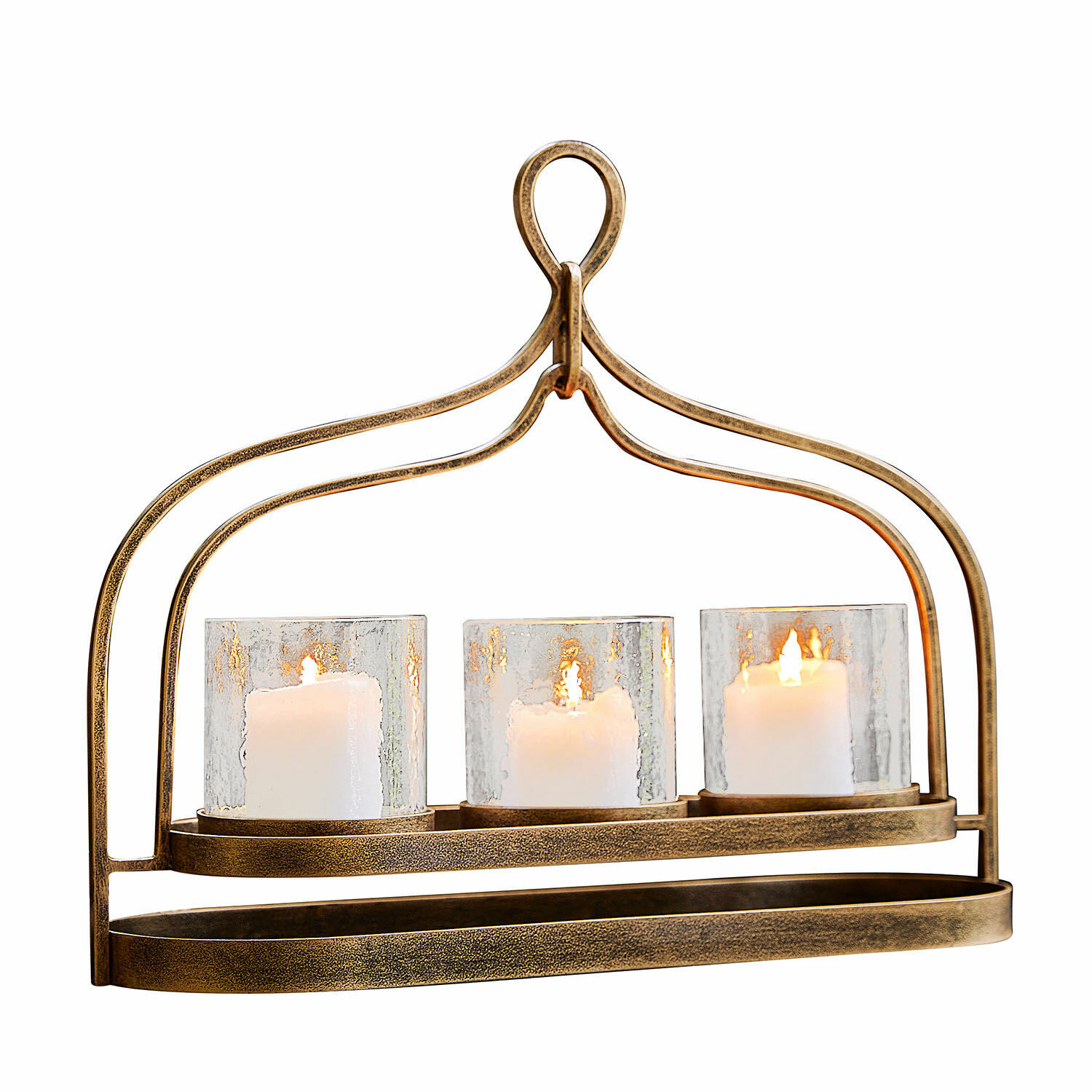 Portavelas Biserre Portavelas de metal con tres velas blancas en vasos de cristal, decoración para el hogar