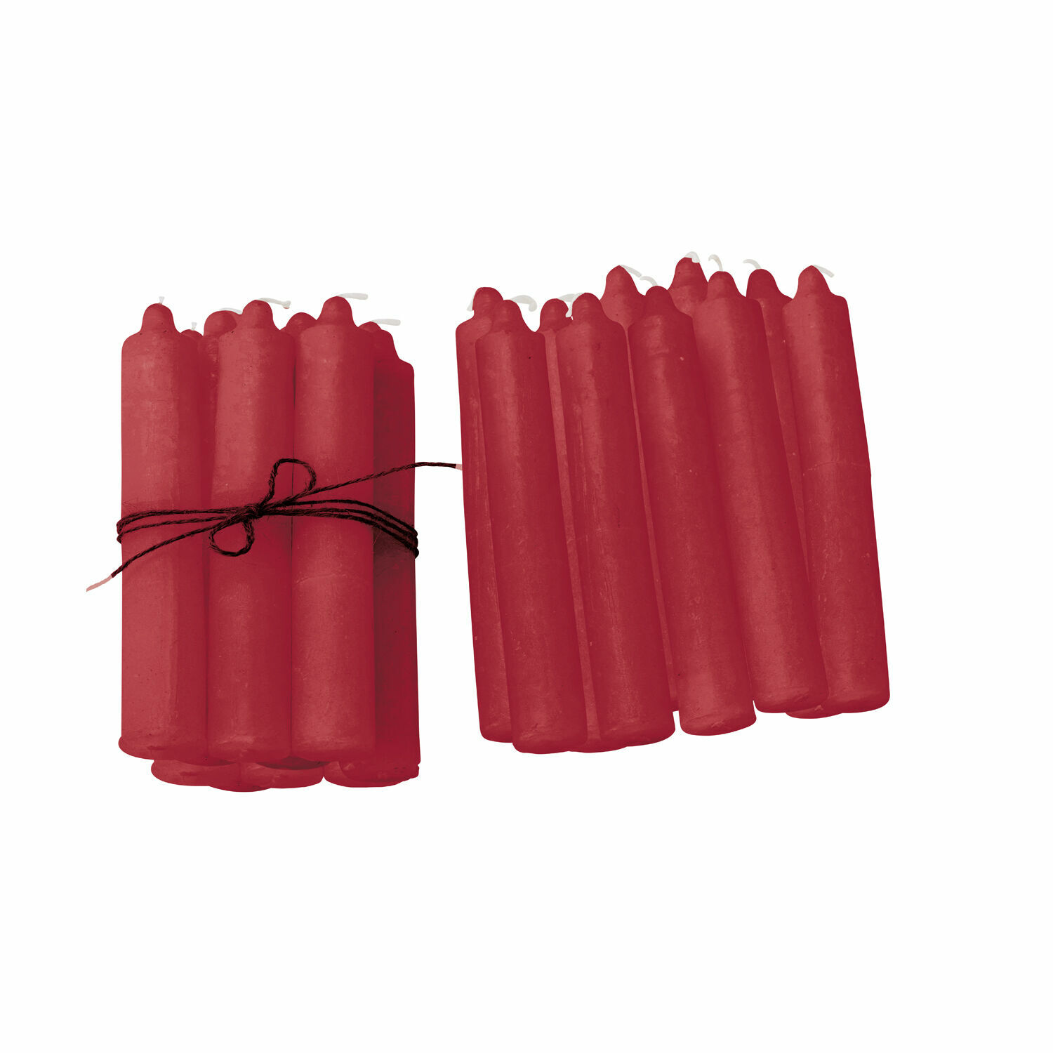 Set de 20 velas Noufa Conjunto de velas rojas de cera atadas con cuerda negra, velas decorativas para el hogar