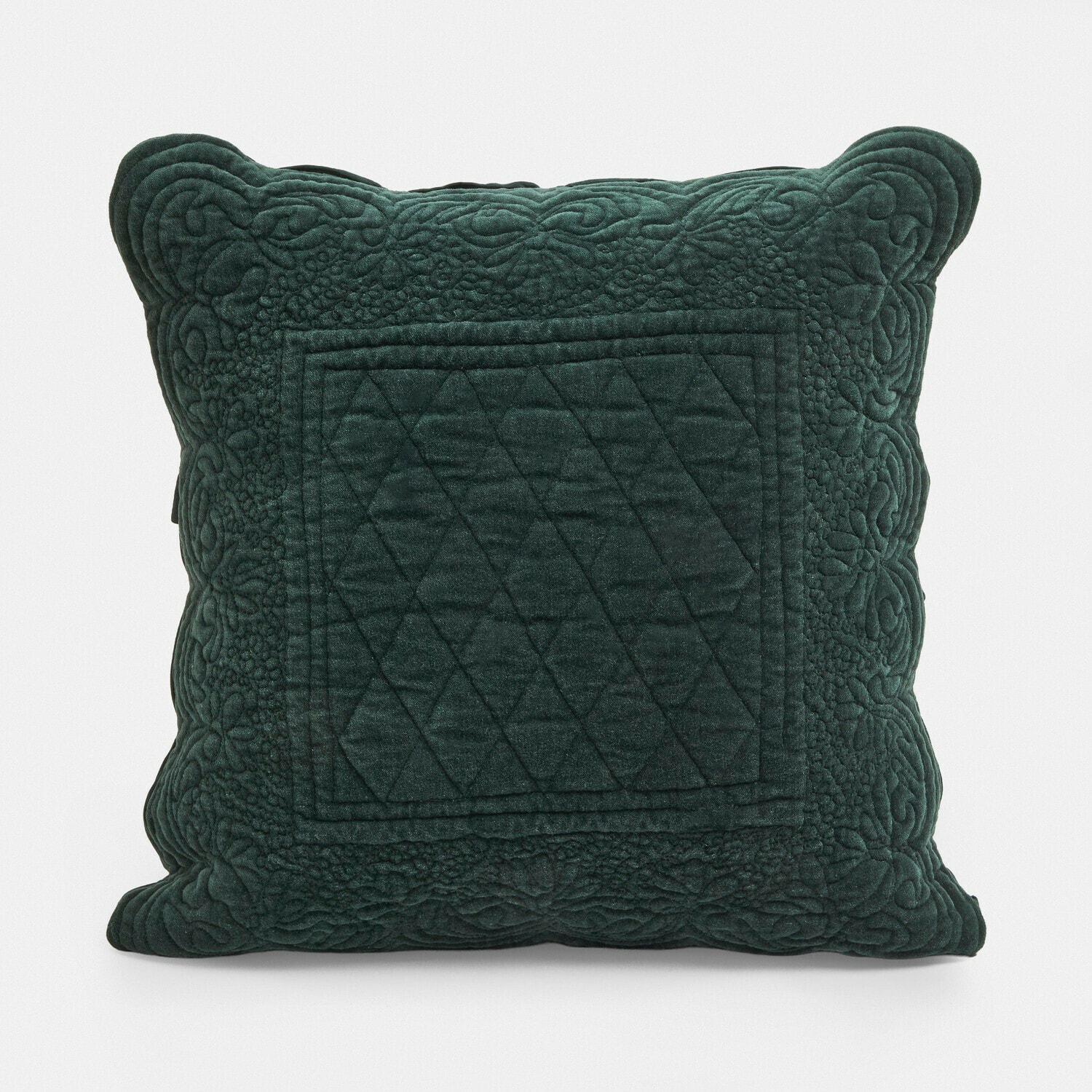 Funda de cojín Lunévois Cojín verde de terciopelo con diseño acolchado y borde decorativo, accesorio para el hogar