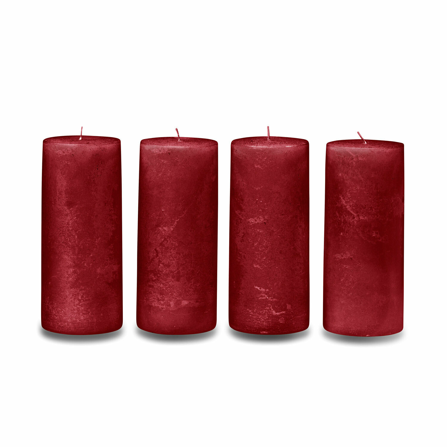 rojo Set de 4 velas rojas de cera, decoración clásica para interiores