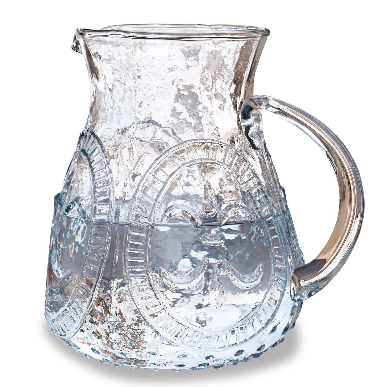 Jarra Pépin Jarra de vidrio transparente con relieve y asa, ideal para servir bebidas en casa