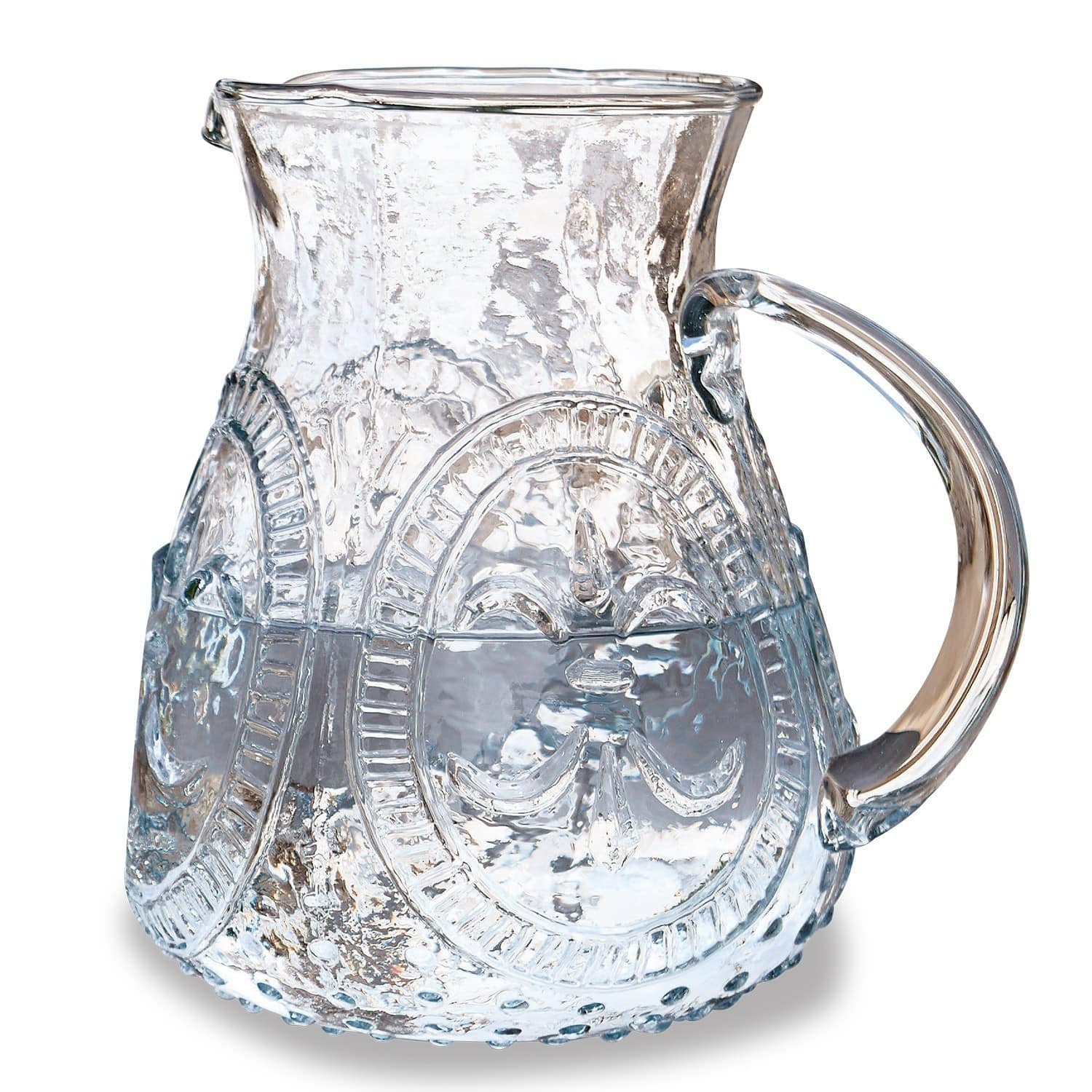Jarra Pépin Jarra de vidrio transparente con relieve y asa, ideal para servir bebidas en casa