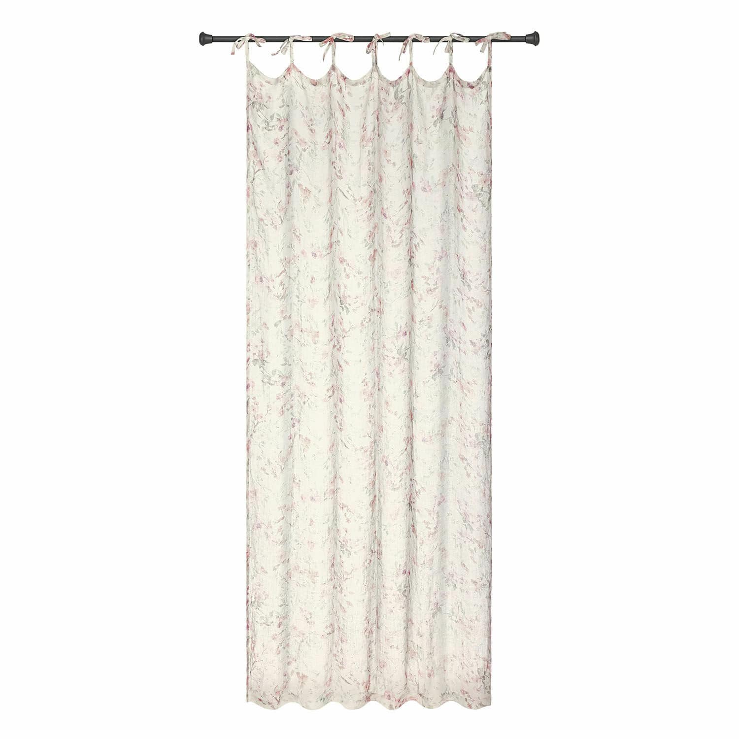 Cortina Dulciette Cortina ligera de algodón color crema con delicado estampado floral rosa para decoración de ventanas