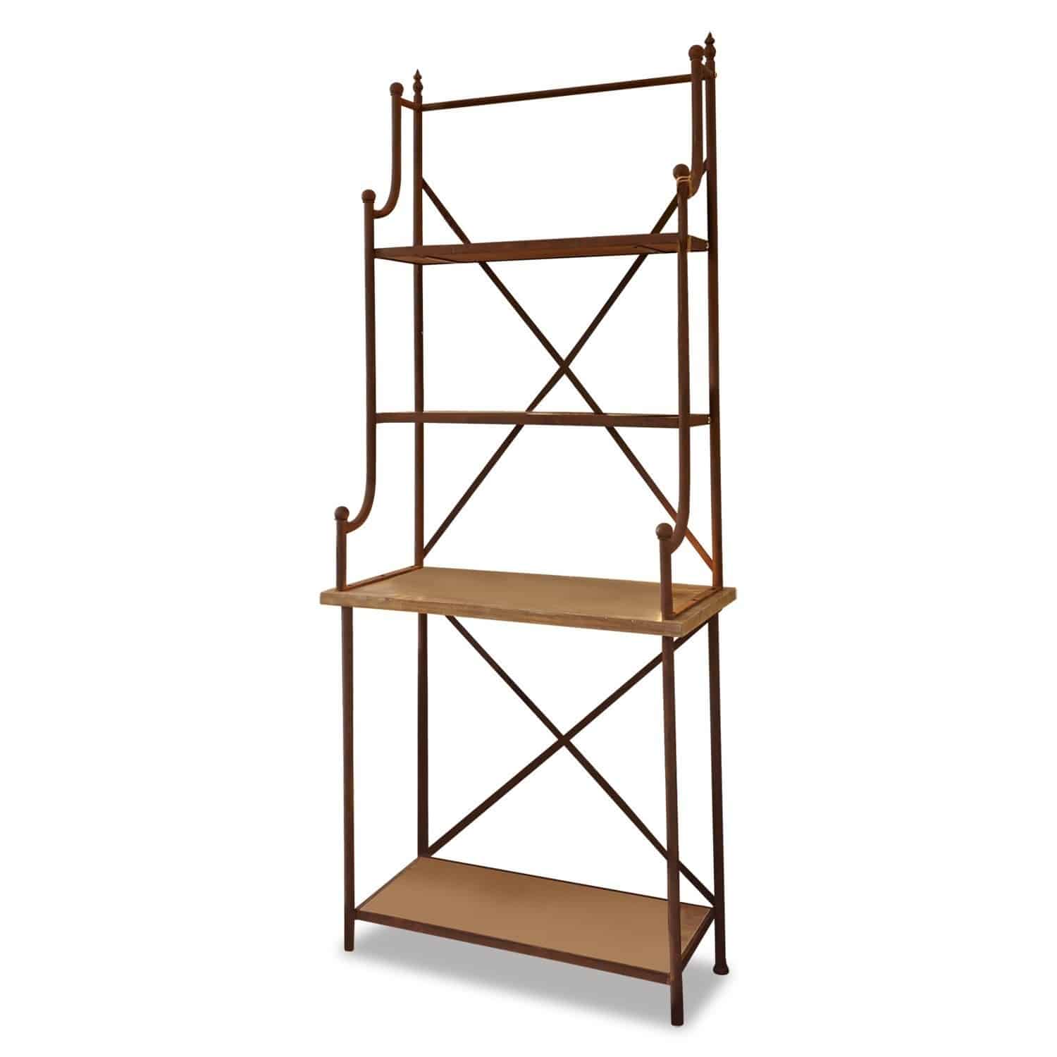 Estante Newton Estantería metálica marrón con tres baldas para almacenamiento y decoración del hogar