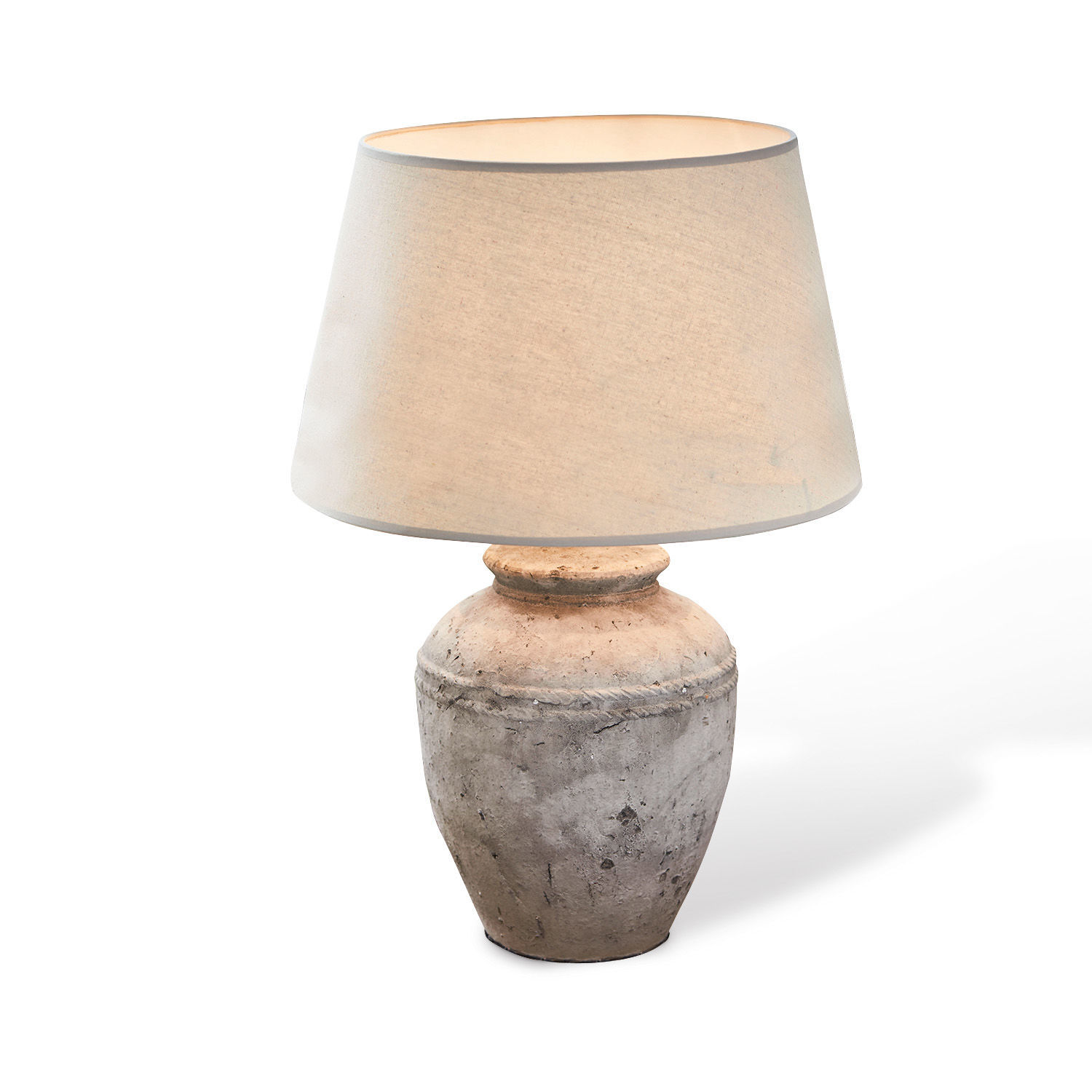 Lámpara de mesa Mosnay Lámpara de mesa con pantalla beige y base de cerámica gris beige para decoración interior
