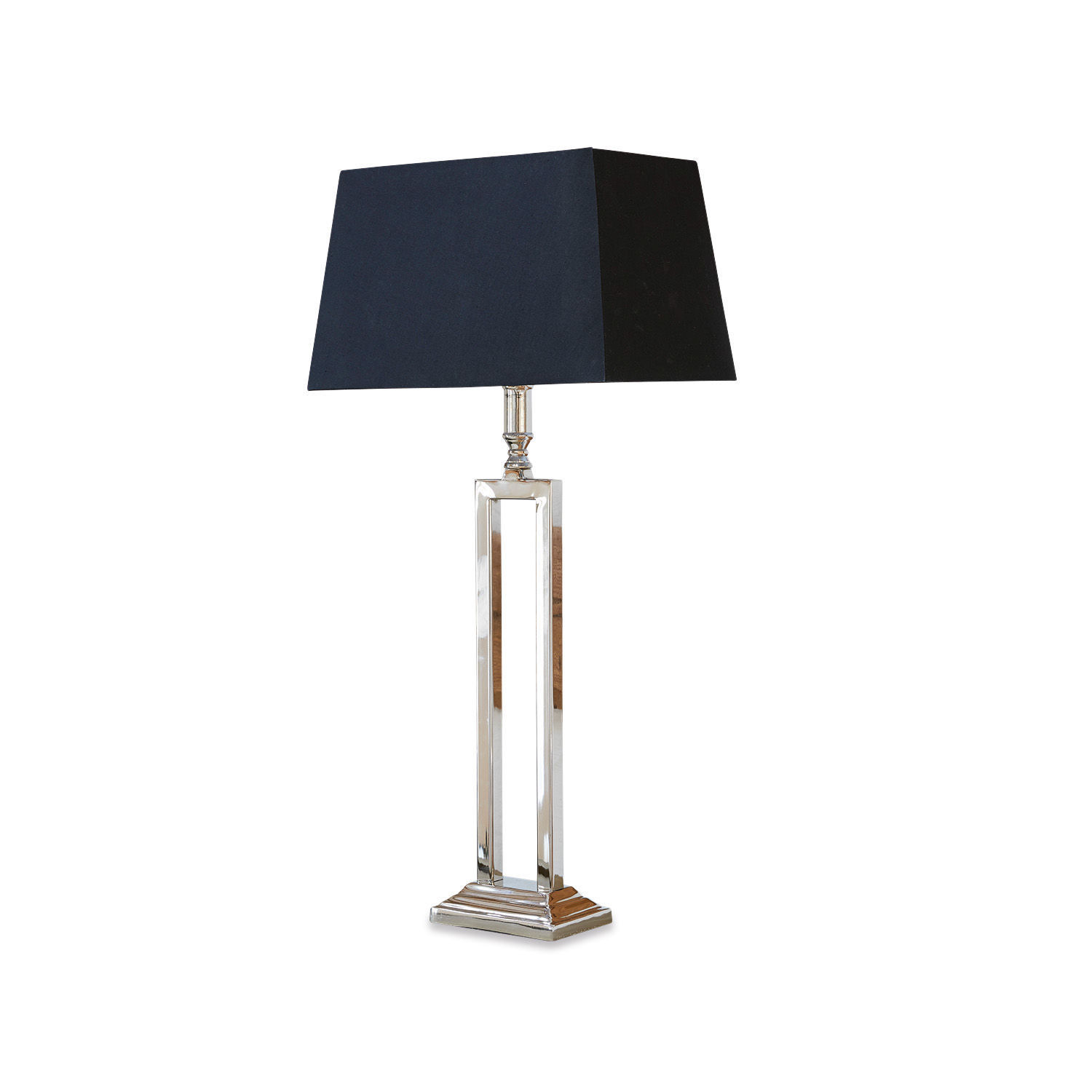 negro/plata Lámpara de mesa Kinshaa con pantalla negra y base metálica plateada para decoración interior