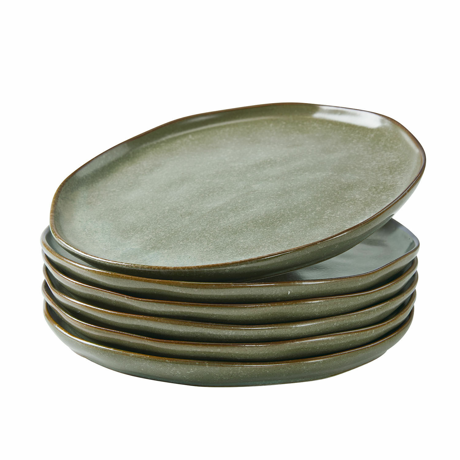 turquesa/marrón Set de 6 platos de cerámica Biarritz en turquesa y marrón para comedor