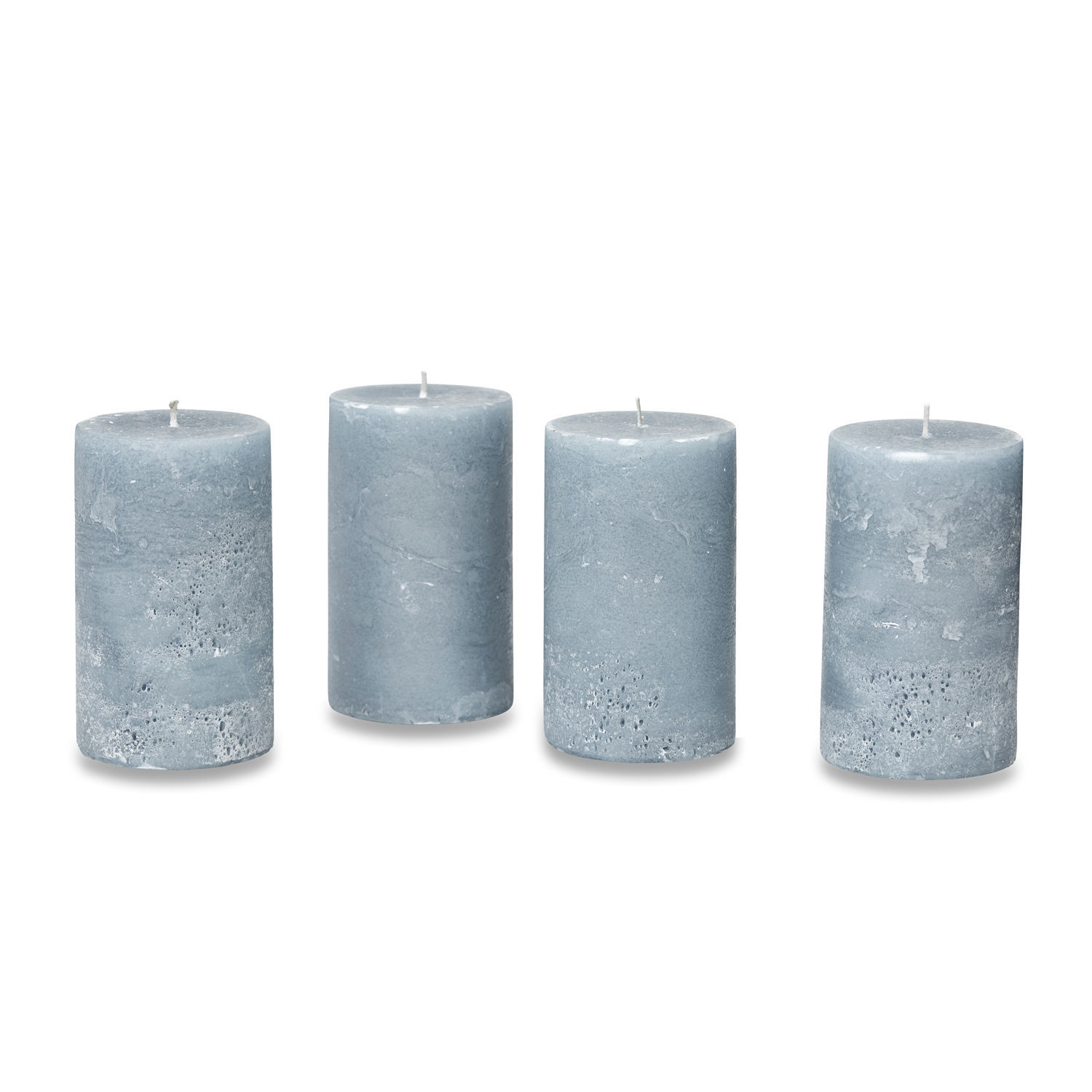 gris azulado Set de 4 velas Braga cilíndricas en gris azulado para decoración de interiores