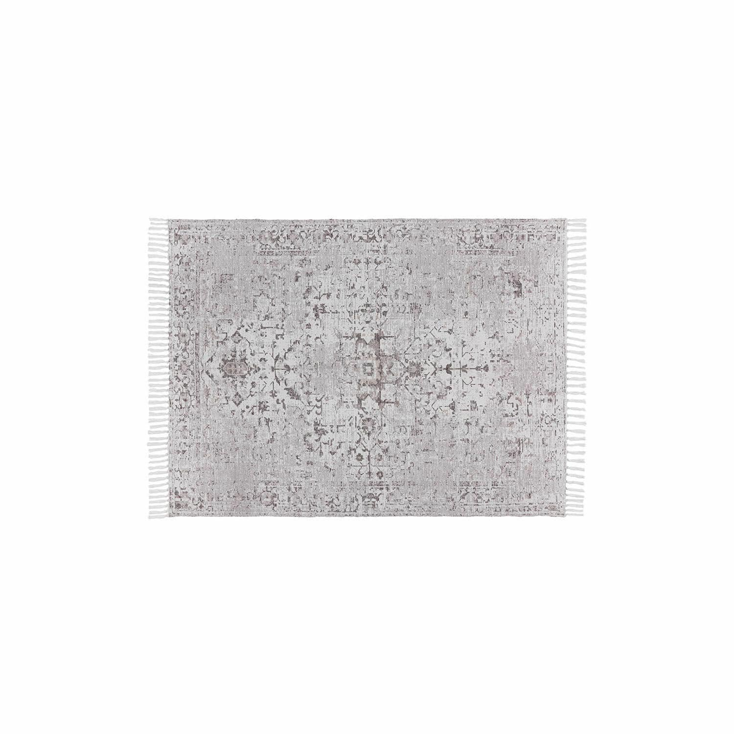 Alfombra Delpheer Alfombra gris con diseño sutil y flecos en los lados, material decorativo suave