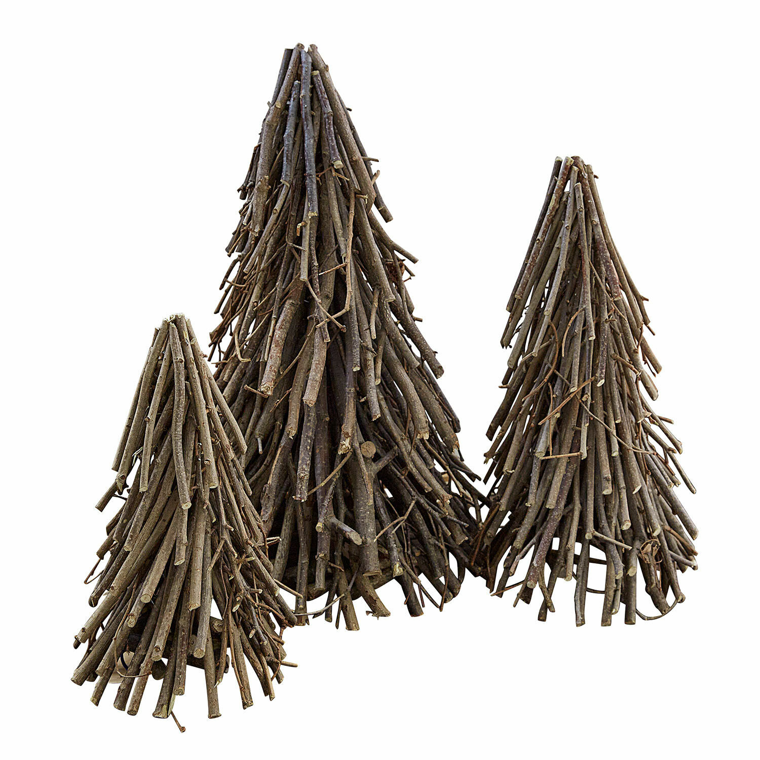 Set de 3 árboles decorativos Orilev Conos decorativos de ramas naturales marrones para decoración de interiores y jardines