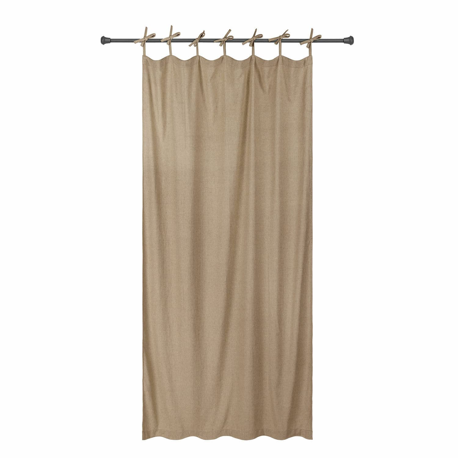Cortina Seleneia Cortina beige de algodón con lazos para colgar en barra, decoración sencilla para ventana