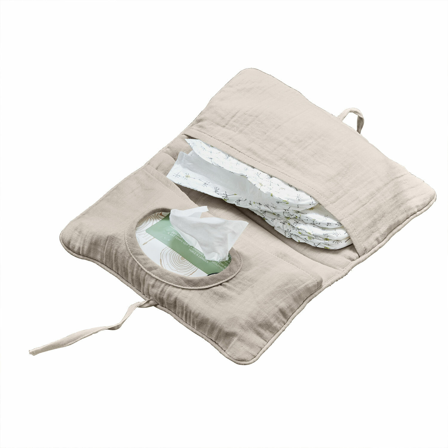 Bolsa para toallitas húmedas Mireval Organizador beige de algodón para pañales y toallitas con cierre práctico de cordón