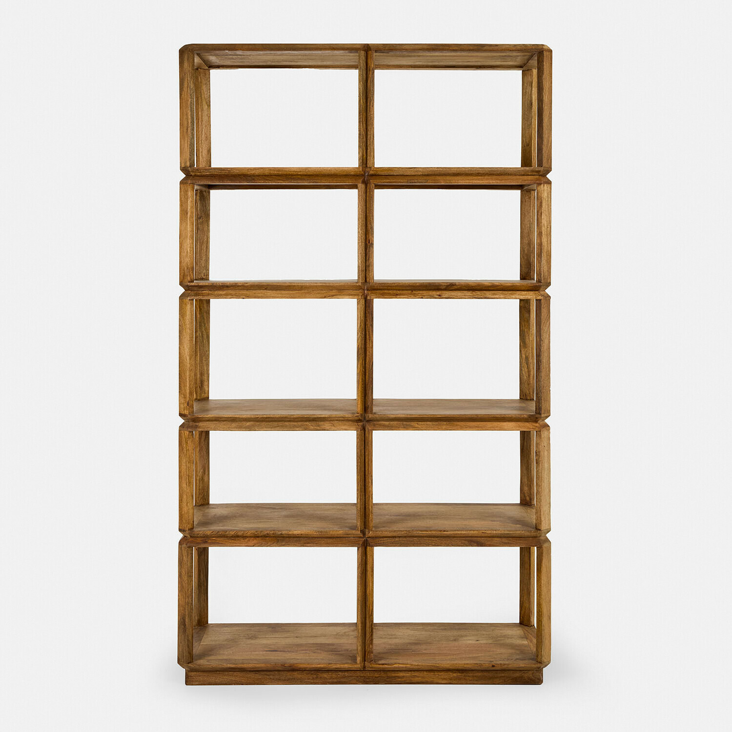 Estantería Inverly Estantería de madera marrón natural con seis compartimentos para almacenamiento y decoración