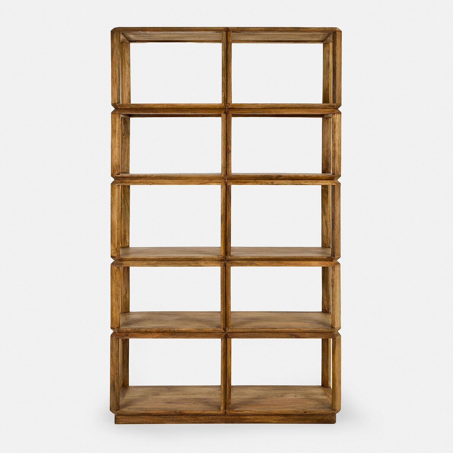Estantería Inverly Estantería de madera marrón natural con seis compartimentos para almacenamiento y decoración