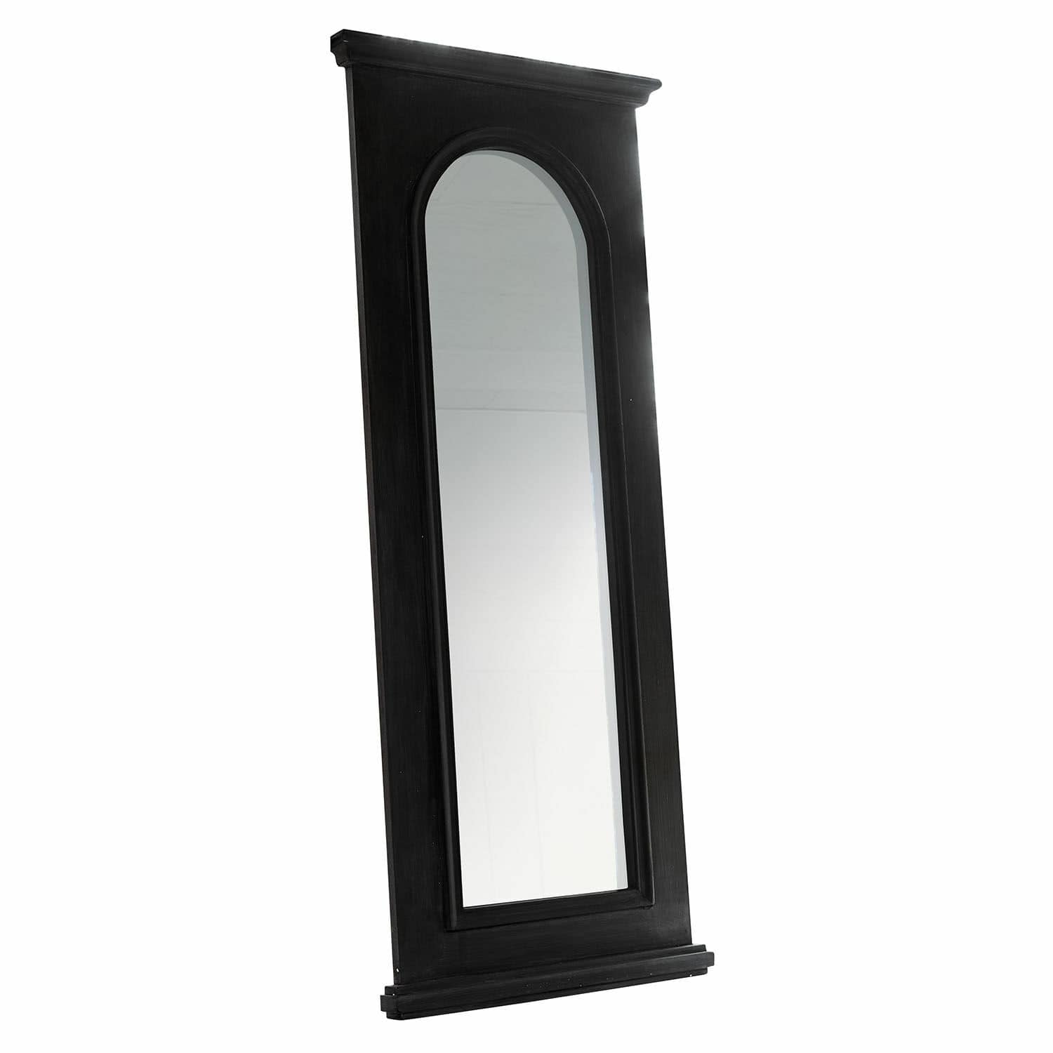 Espejo Timbercrest Espejo de pie con marco de madera negro y borde superior redondeado para decoración interior