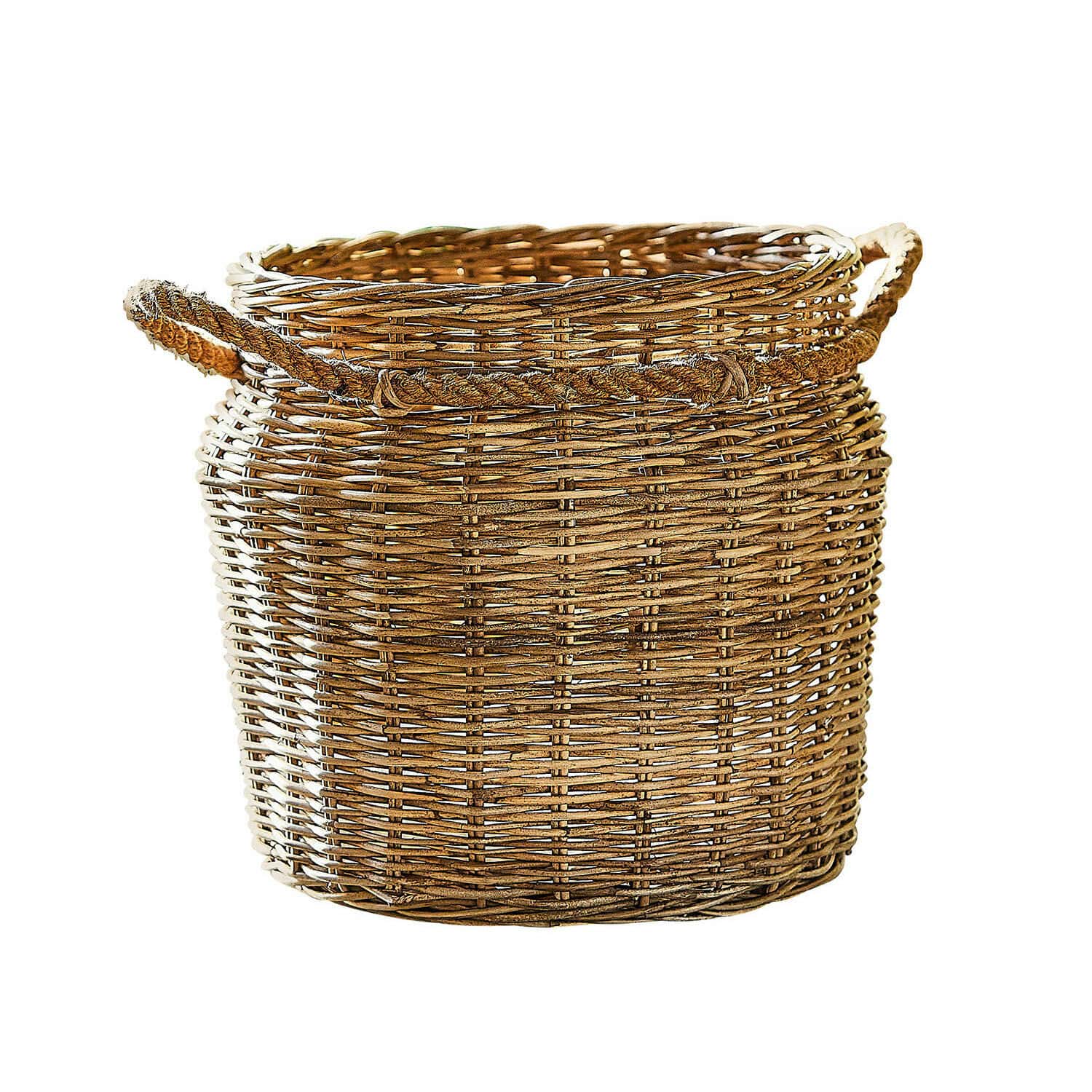 Cesta Doriven Cesta redonda de mimbre marrón natural con asas para almacenamiento y decoración