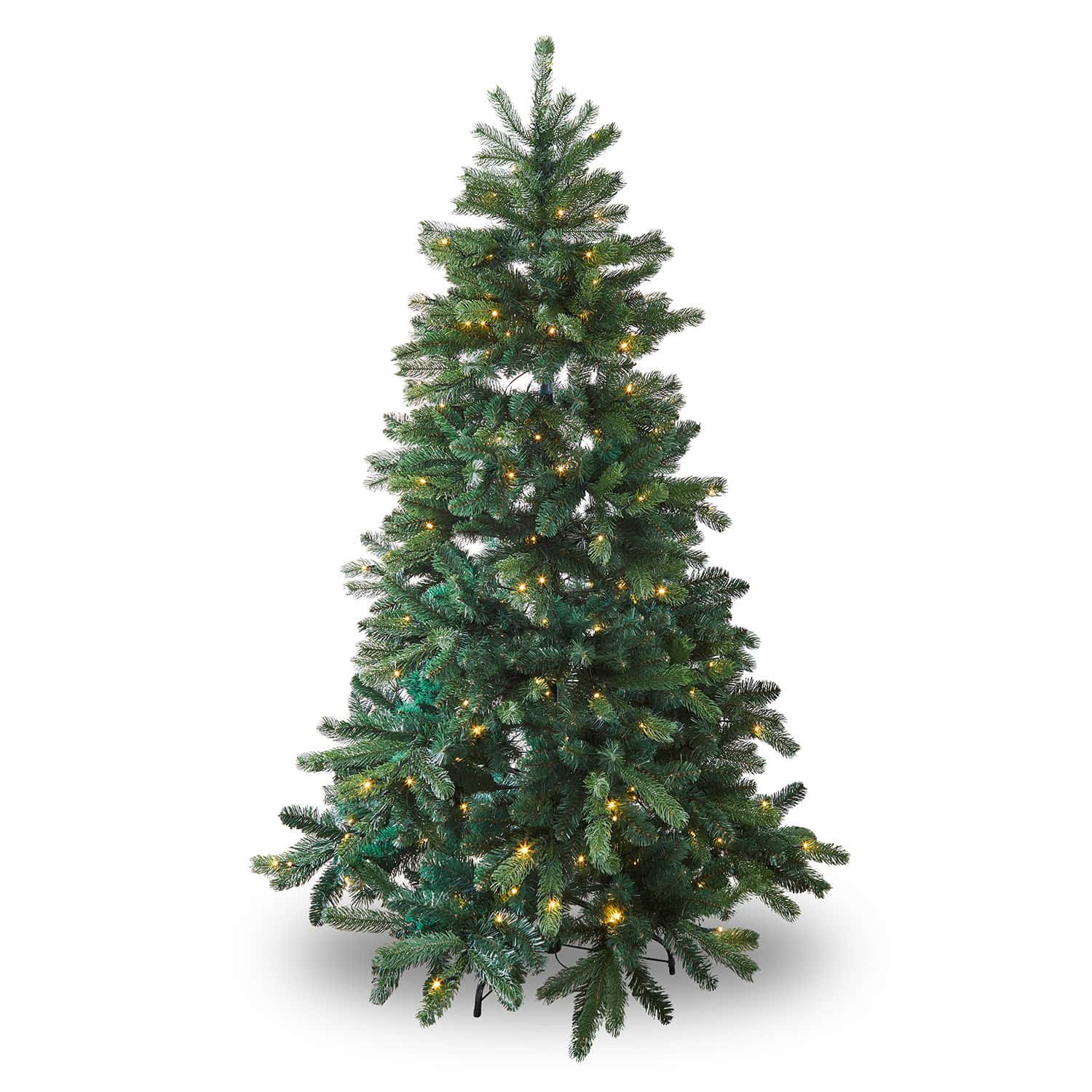 Árbol de Navidad Helford Árbol de Navidad artificial verde con agujas y luces LED cálidas para decoración festiva