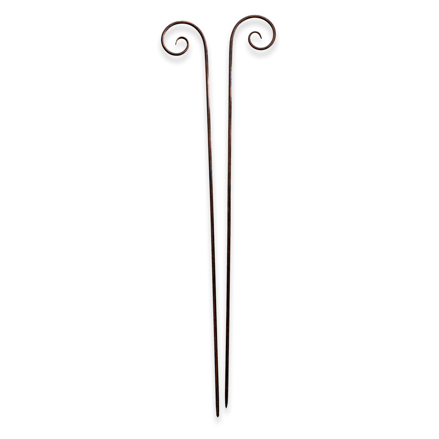 Set de 2 estacas de jardín decorativas Dorhal Par de ganchos de jardín de metal marrón con extremo en espiral decorativo para plantas