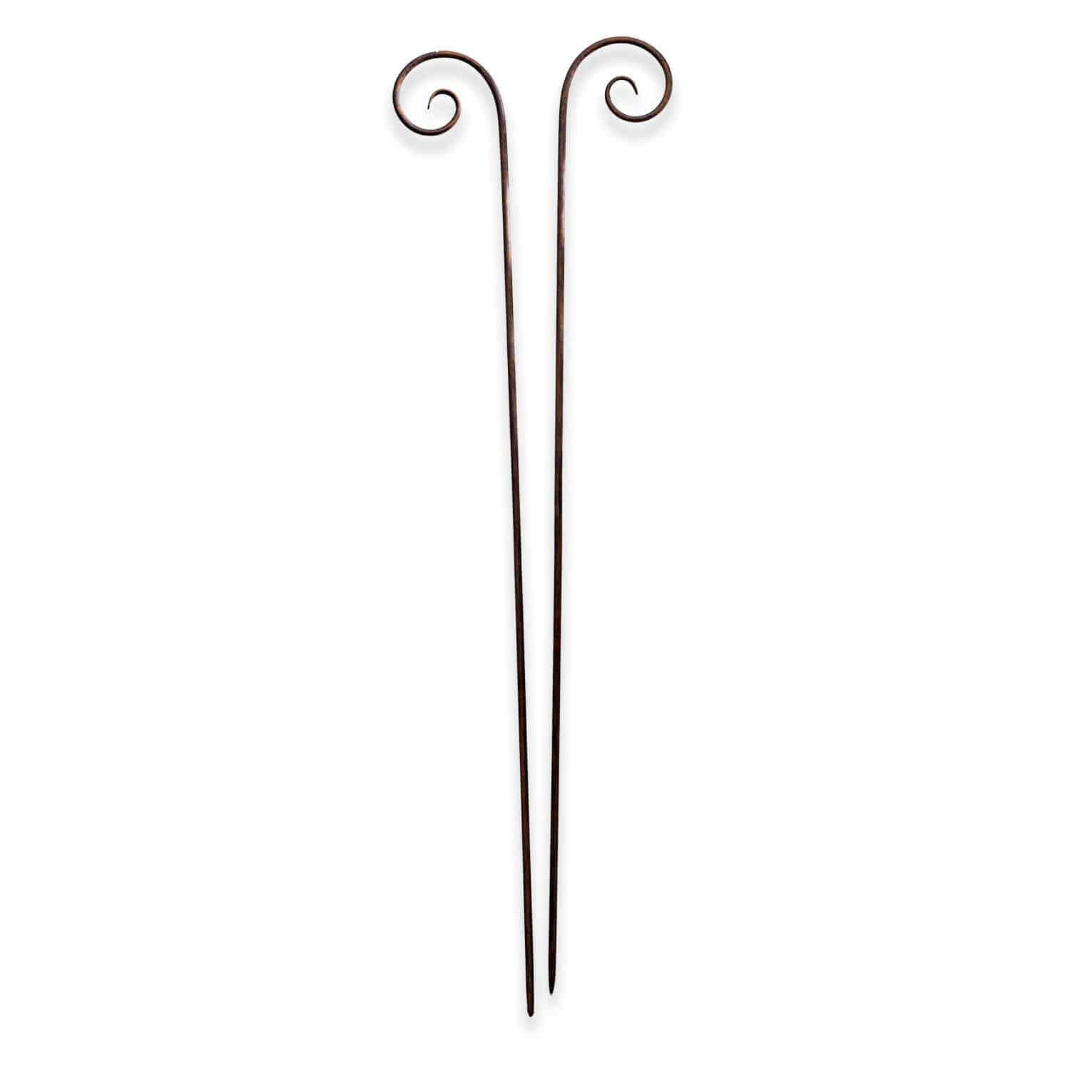 Set de 2 estacas de jardín decorativas Dorhal Par de ganchos de jardín de metal marrón con extremo en espiral decorativo para plantas
