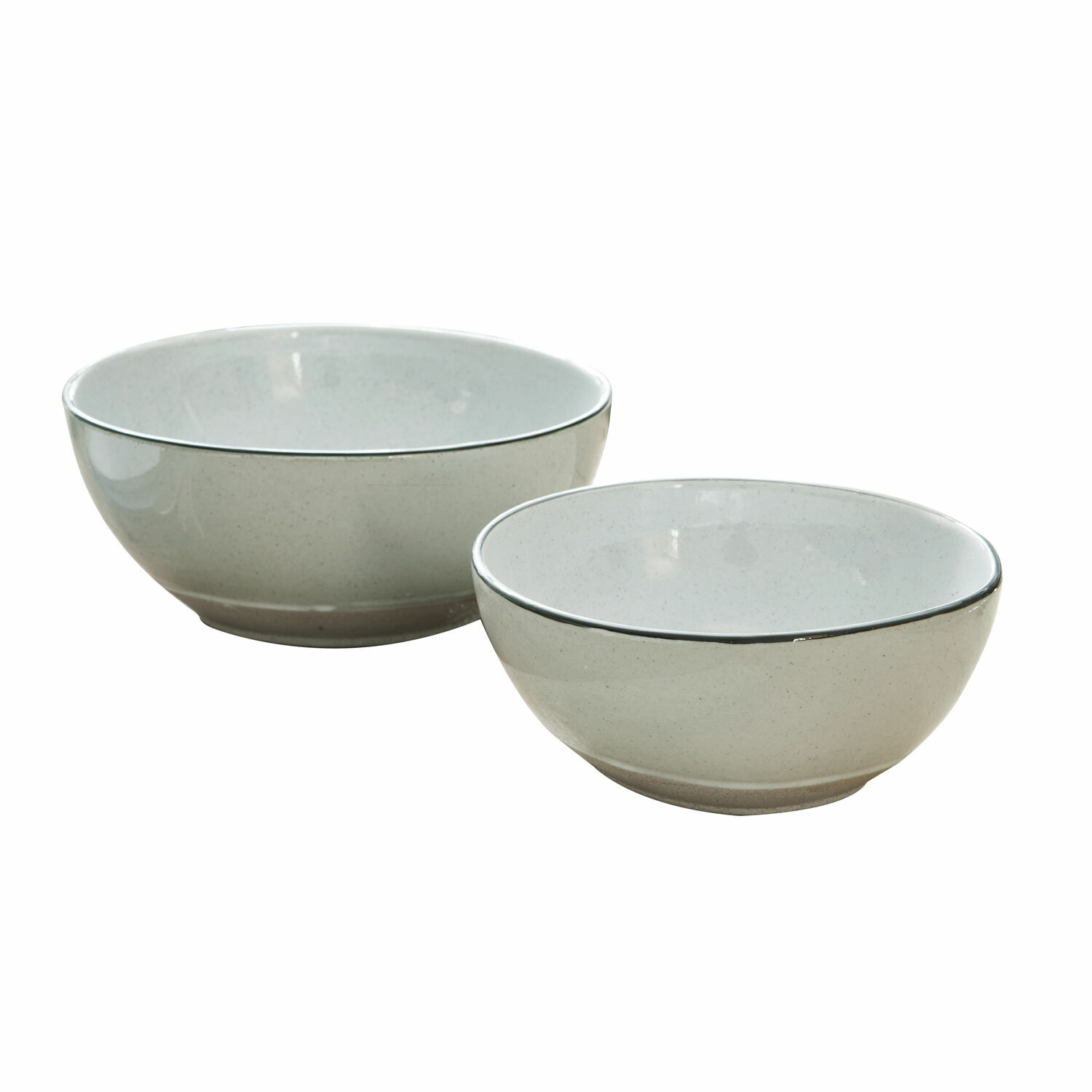 Set de 2 cuencos Biarré Juego de dos cuencos de cerámica gris claro con borde negro fino, para uso en cocina
