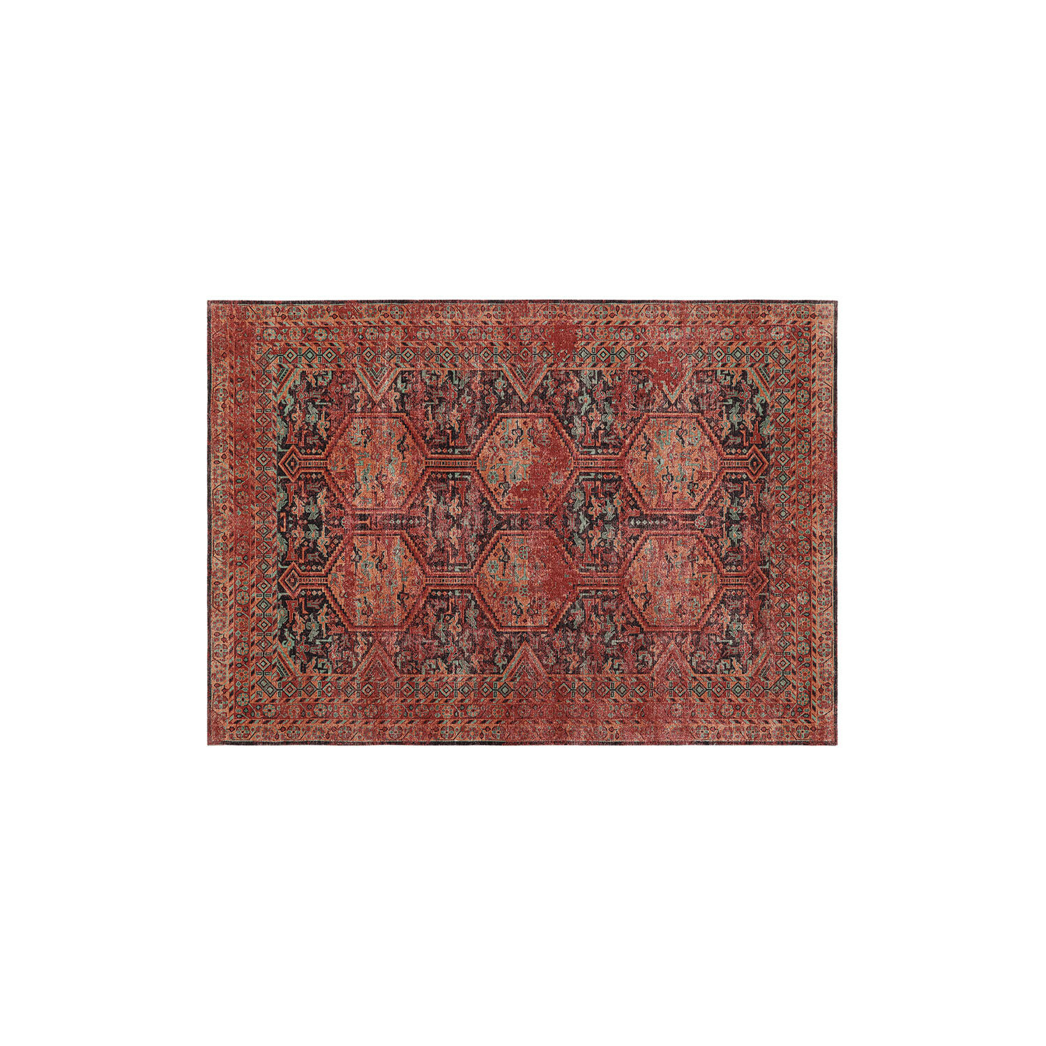 Alfombra Incantaro Alfombra con diseño oriental en tonos rojos y negros, accesorio decorativo para el hogar