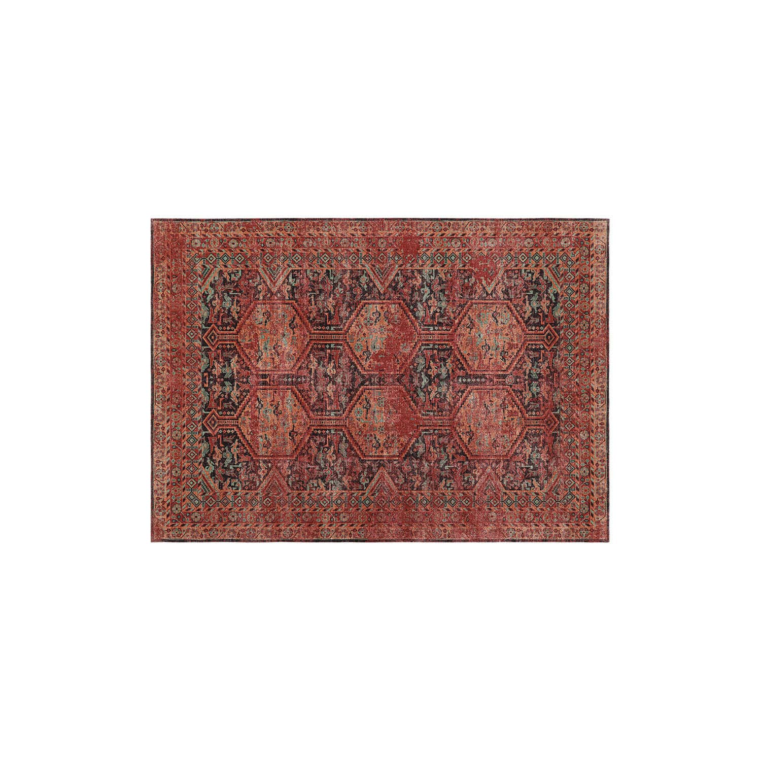 Alfombra Incantaro Alfombra con diseño oriental en tonos rojos y negros, accesorio decorativo para el hogar