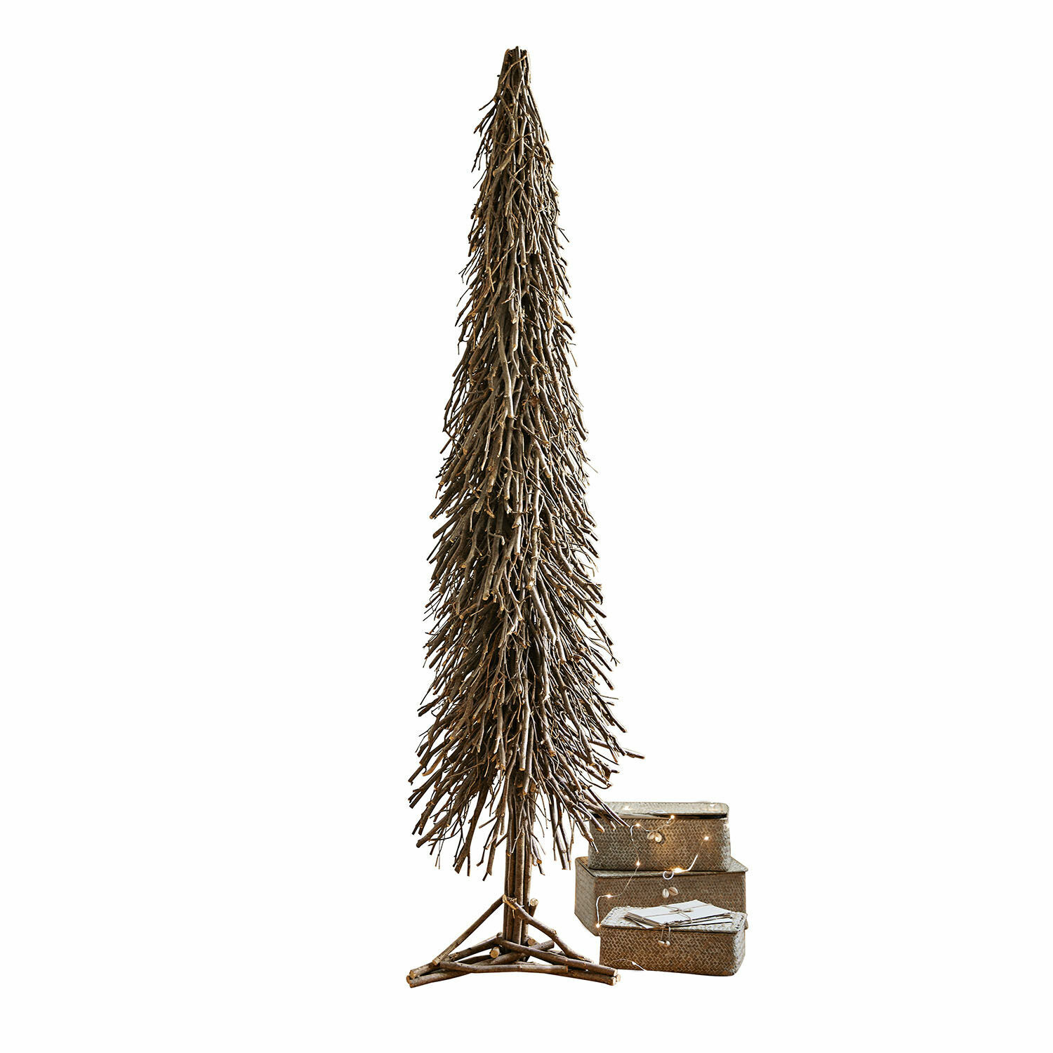 Árbol decorativo Sullivan Árbol decorativo alto de ramas marrones naturales con cajas de regalo a juego