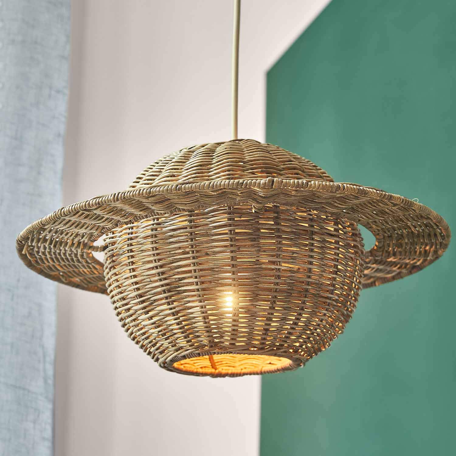 Lámpara colgante de mimbre natural, luz decorativa para techo en estilo bohemio