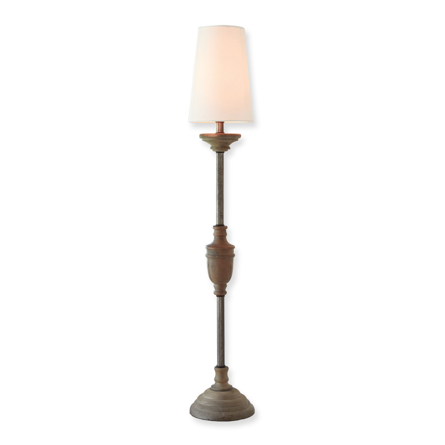 Lámpara de mesa Caylus Lámpara de pie con pantalla blanca y base de madera estilo vintage para salón