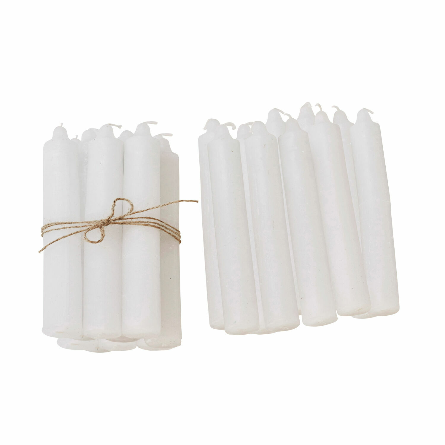 Set de 20 velas Noufa Conjunto de velas blancas de cera atadas con cuerda, para decoración y luz ambiental.