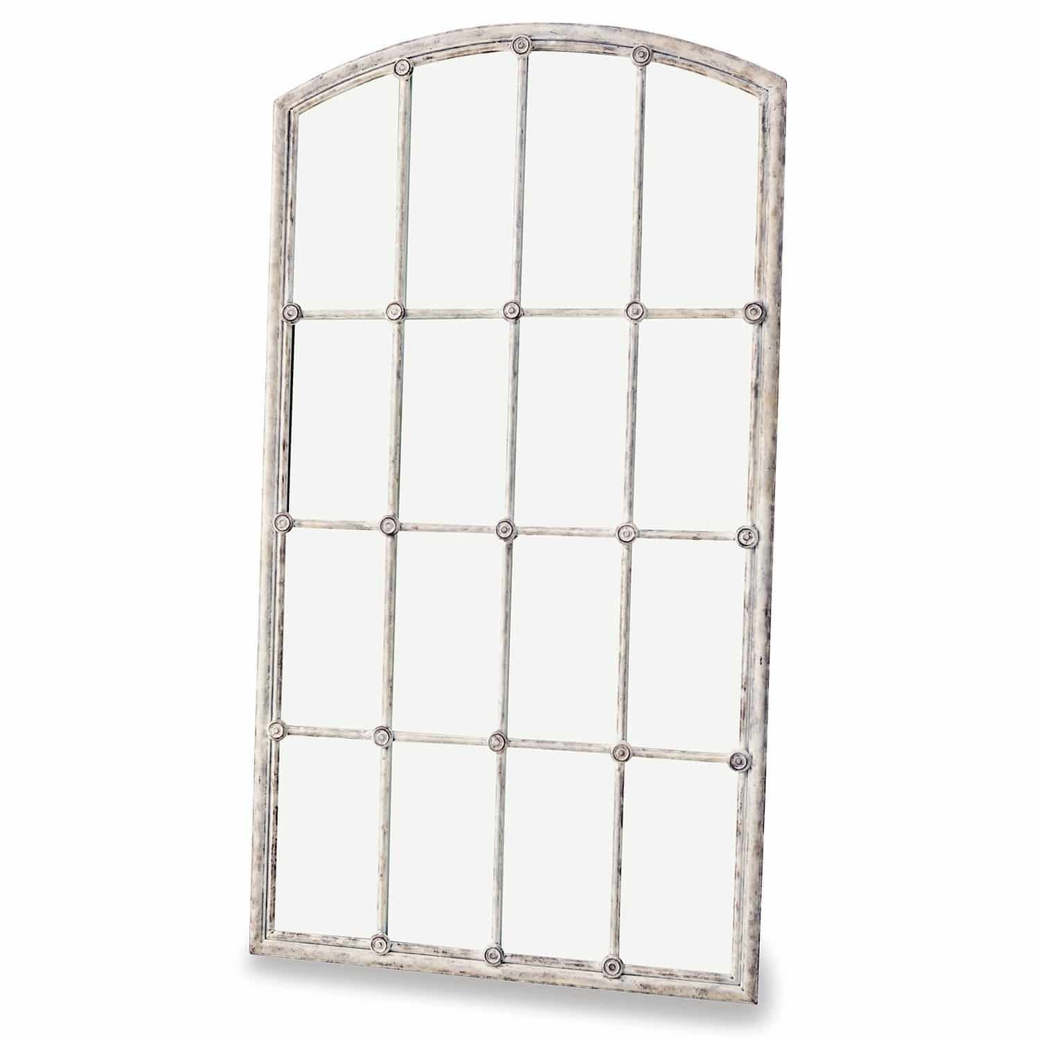 Espejo Tobiah con marco metálico crema de estilo rústico, espejo decorativo de pared