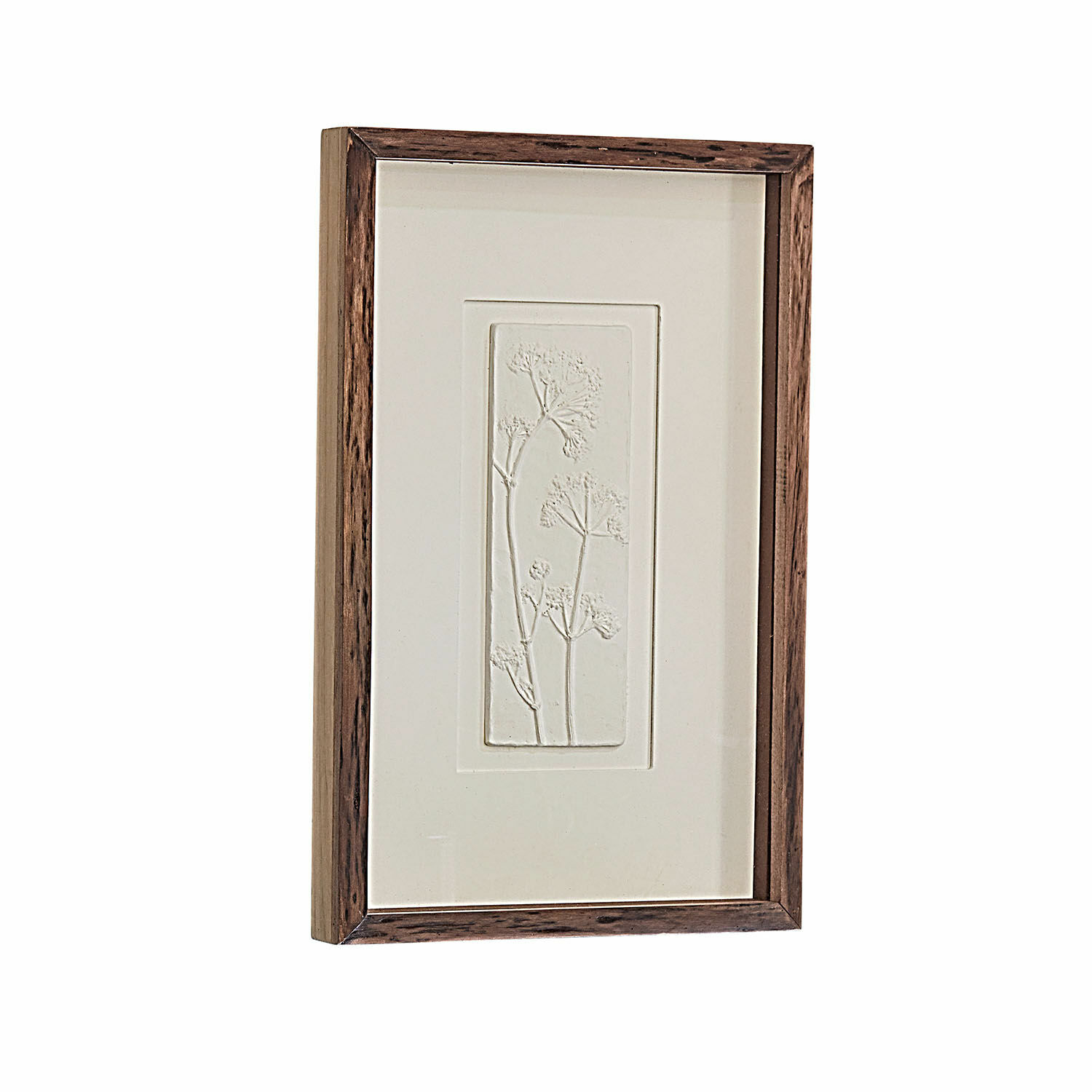 Cuadro Grelita Cuadro con relieve de plantas en marco de madera natural para decoración de paredes