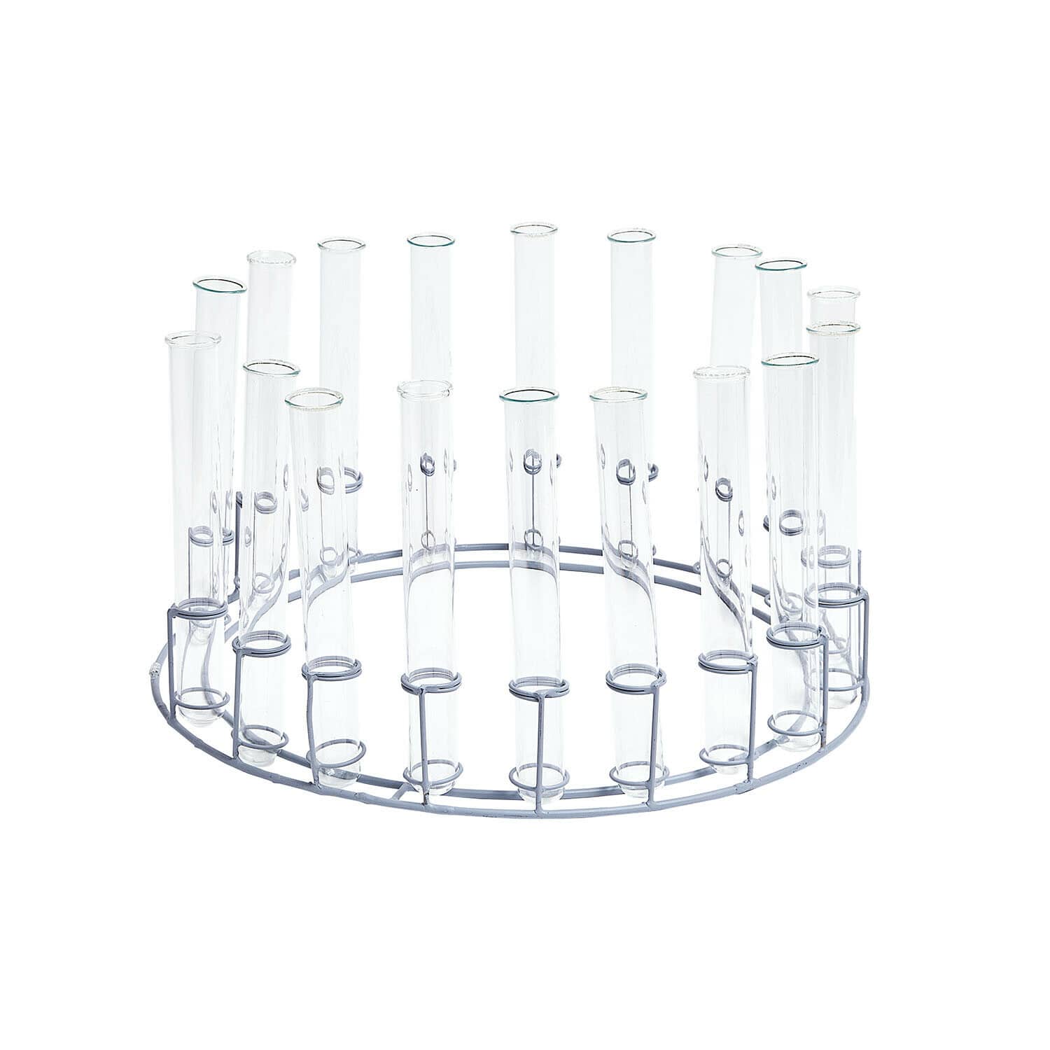 Corona con jarrones Romévine Soporte metálico redondo con tubos de vidrio transparentes para decoración o flores