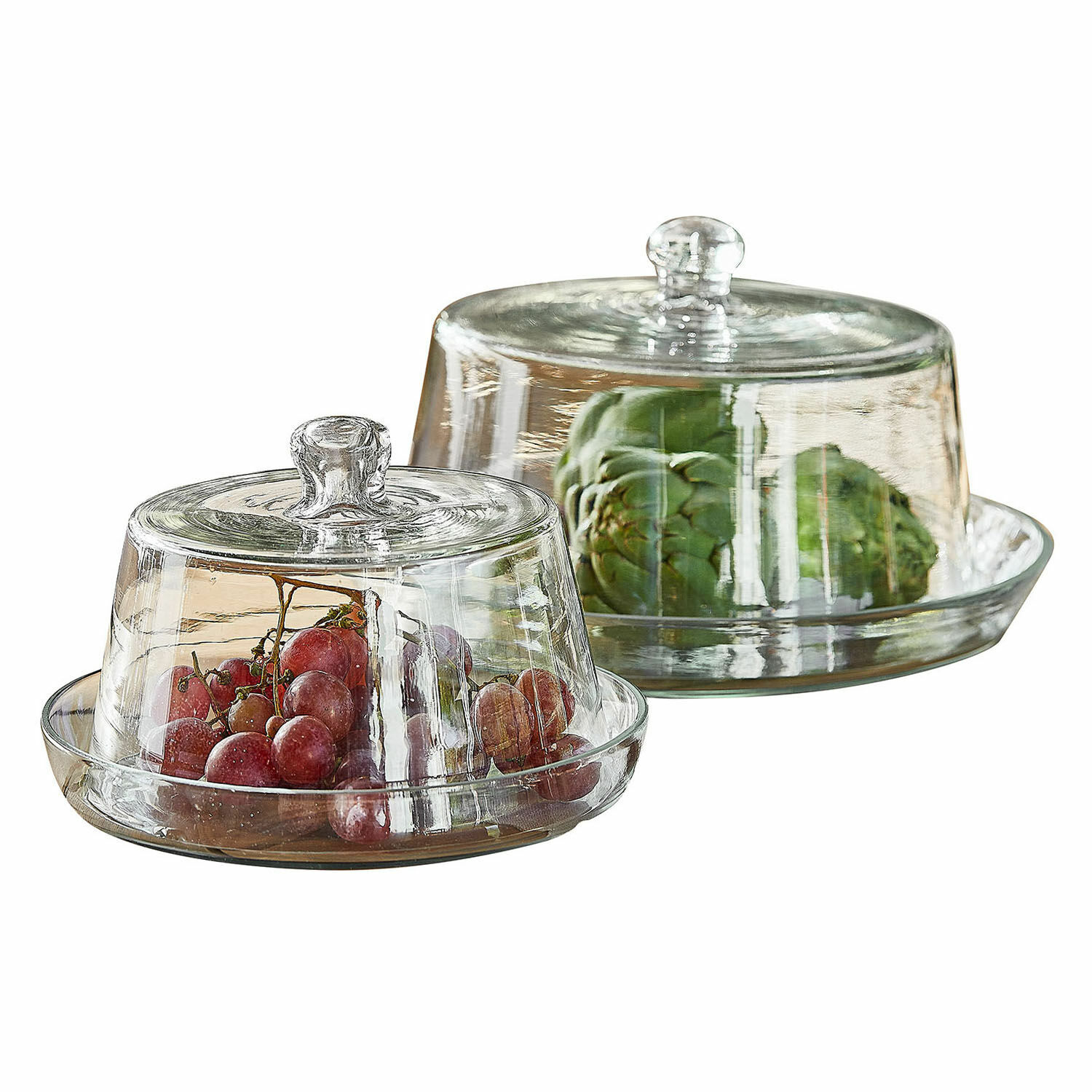 Set de 2 campanas para tartas Fixole Recipientes de vidrio transparentes con tapas para frutas, almacenamiento y presentación de alimentos