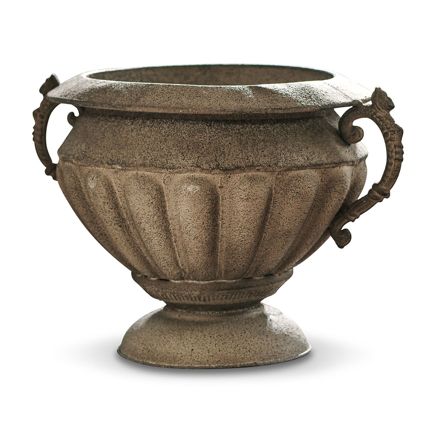 Ánfora Acheville Maceta decorativa de hormigón gris con asas, ideal para jardín y decoración