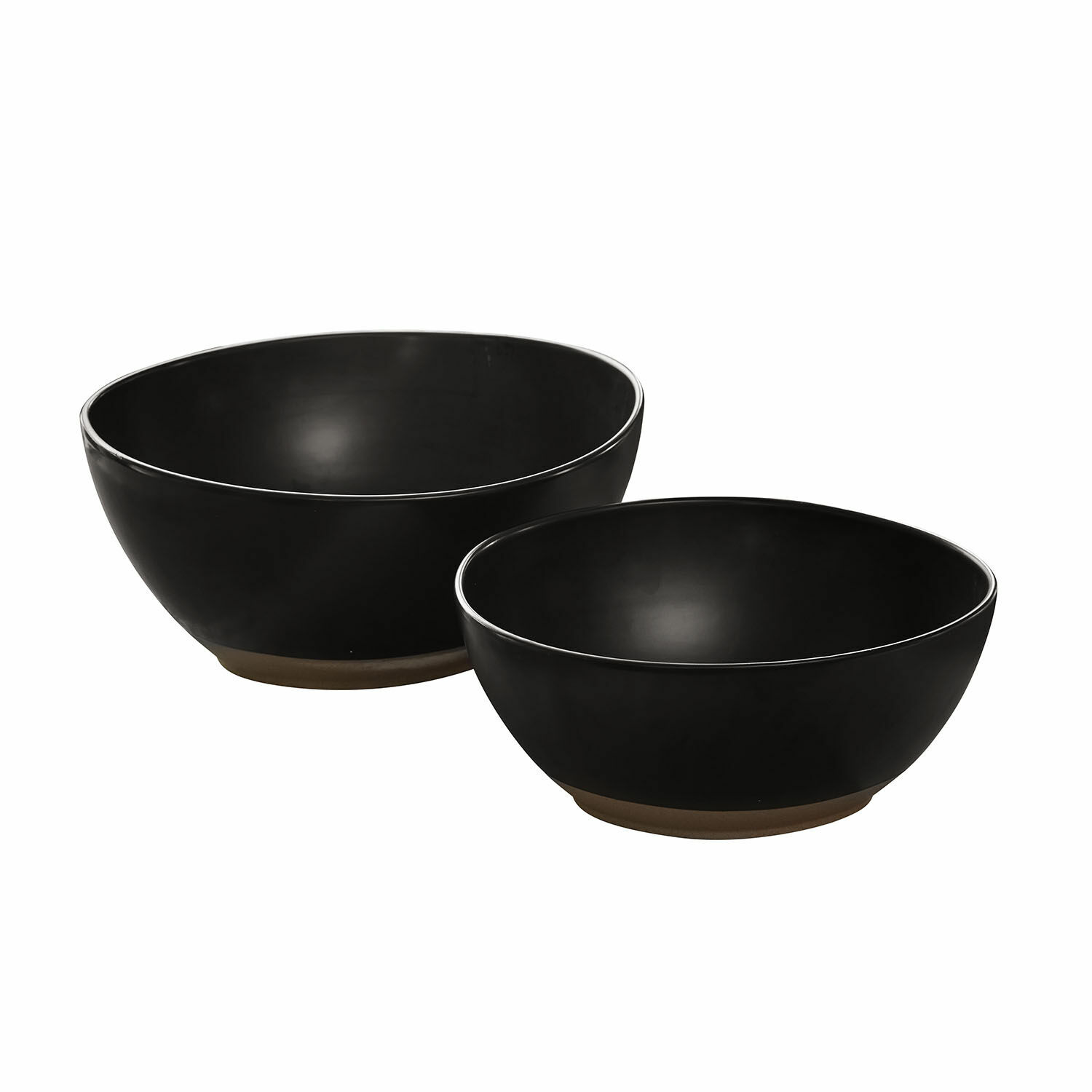 negro Juego de dos cuencos negros de cerámica para ensalada Biarritz, utensilios de cocina prácticos
