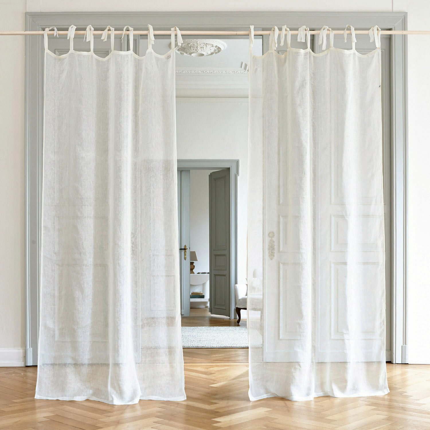Cortina Bisbee Cortinas blancas translúcidas de tela ligera para decoración y privacidad interior