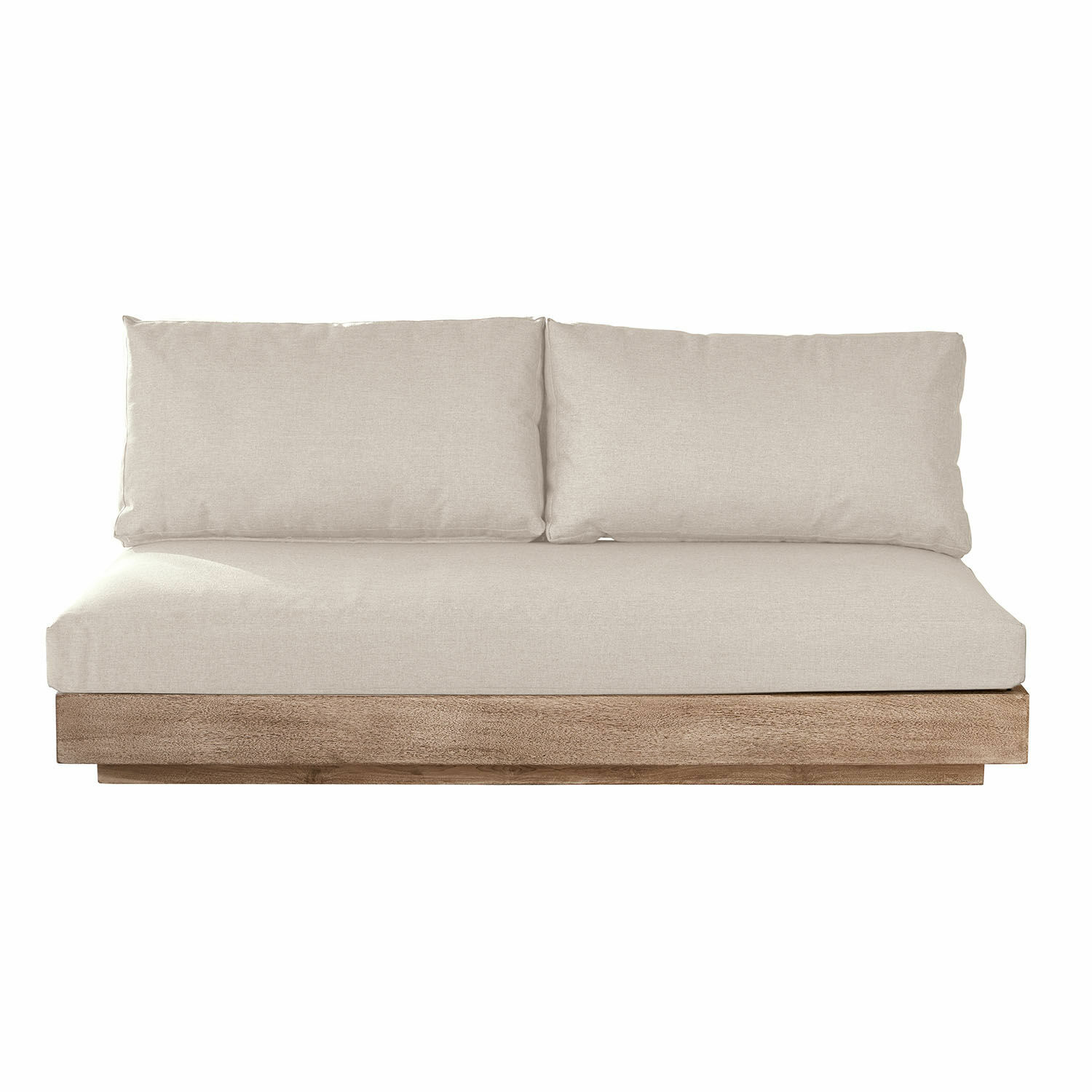 crema/marrón Elemento de sofá Courtelevant con tela crema y base de madera marrón para sala de estar