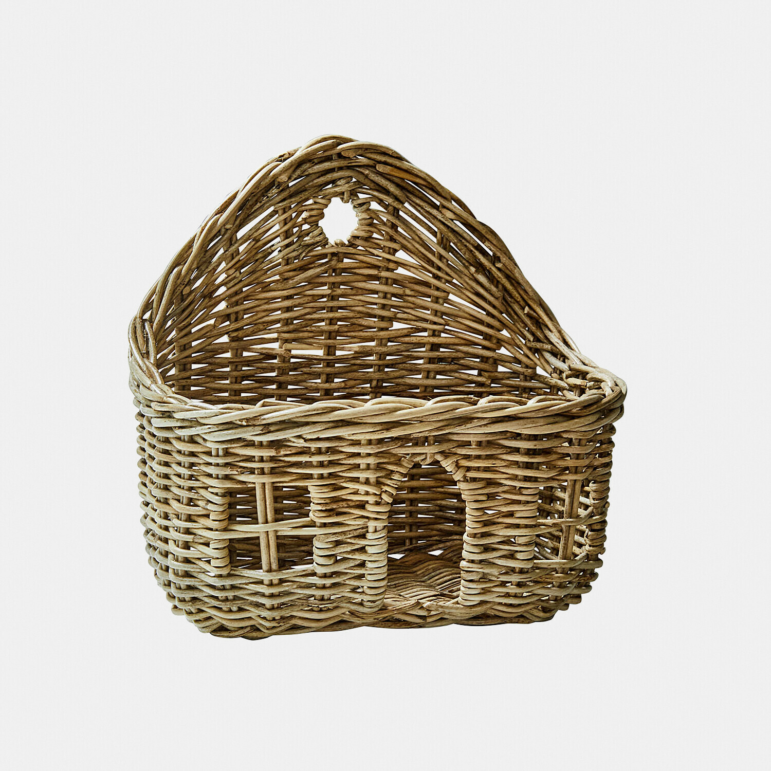 Cesta con forma de casita Tinytreasure Cesta de ratán en forma de casa en color natural, ideal para almacenamiento y decoración