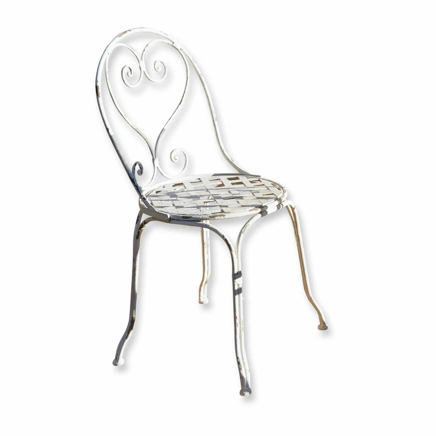 Silla Aube Silla de jardín de metal blanco con asiento calado y respaldo decorativo estilo vintage
