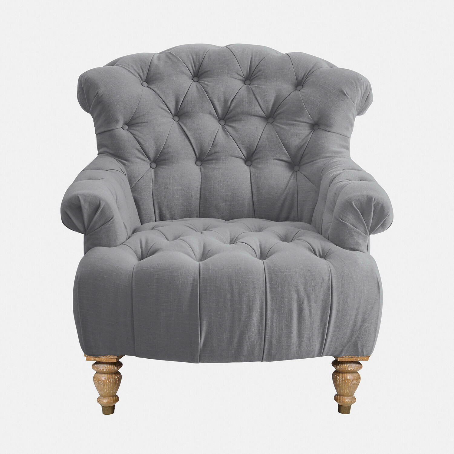 antracita Sillón Springfield gris de tela con respaldo capitoné y patas de madera para salón